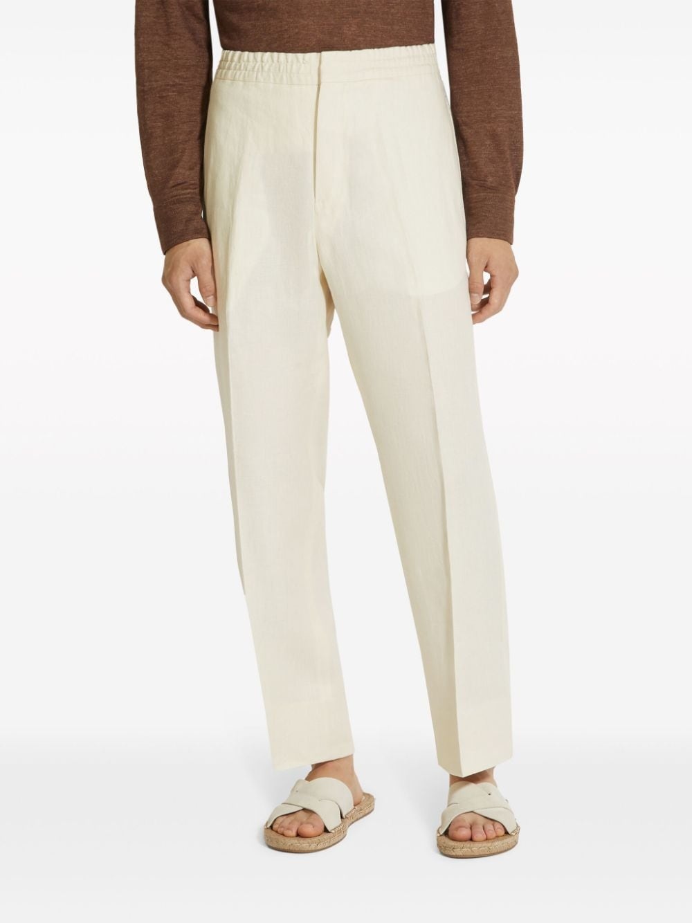Oasi tapered-leg linen trousers - 2
