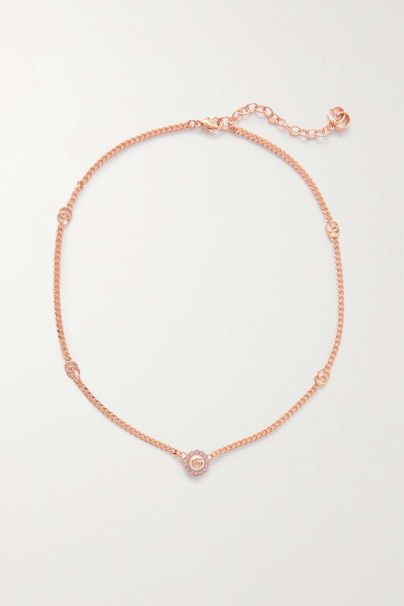 Rose gold-tone, crystal and faux pearl necklace - 1