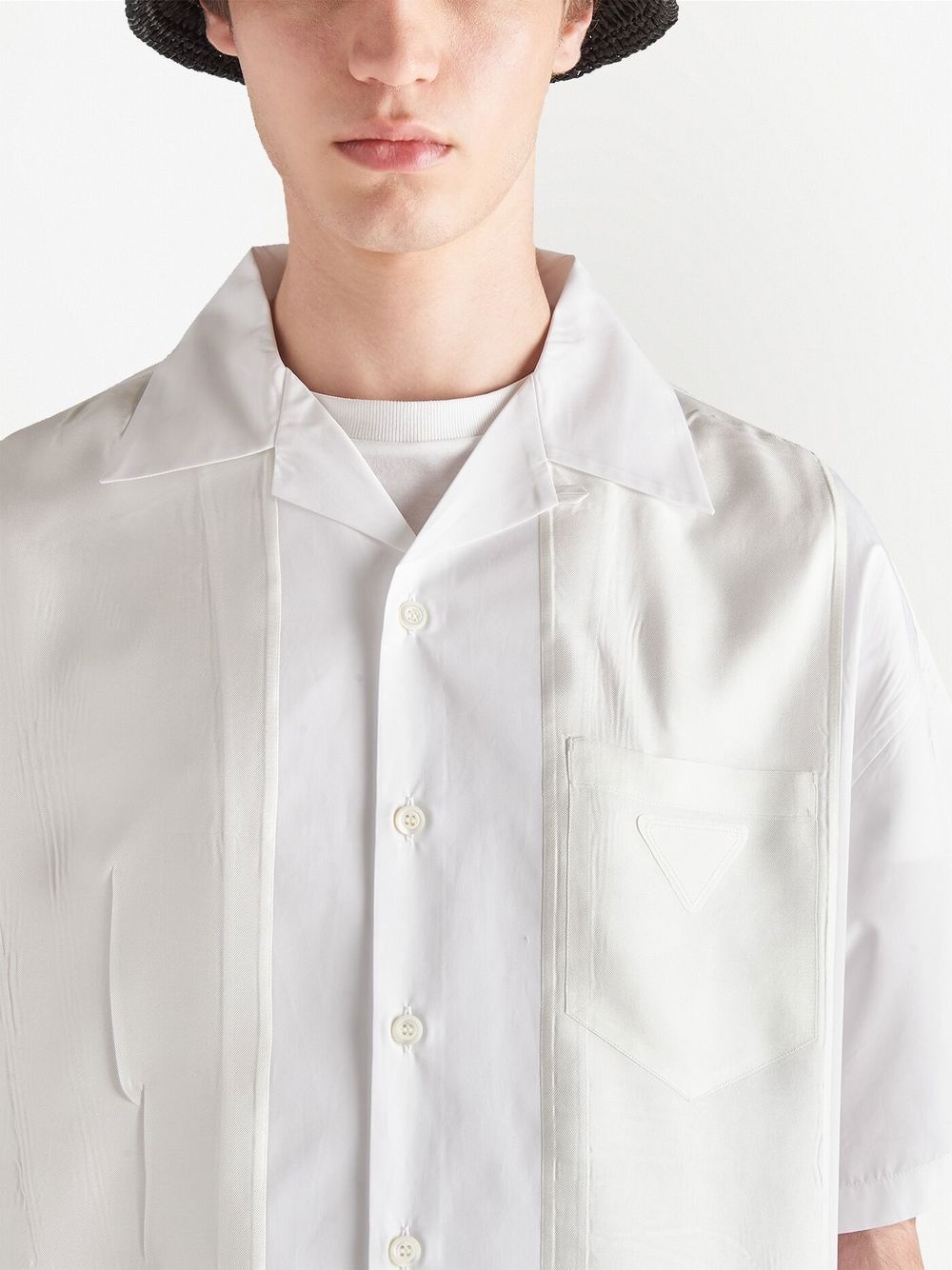 panelled cotton bowling shirt - 4