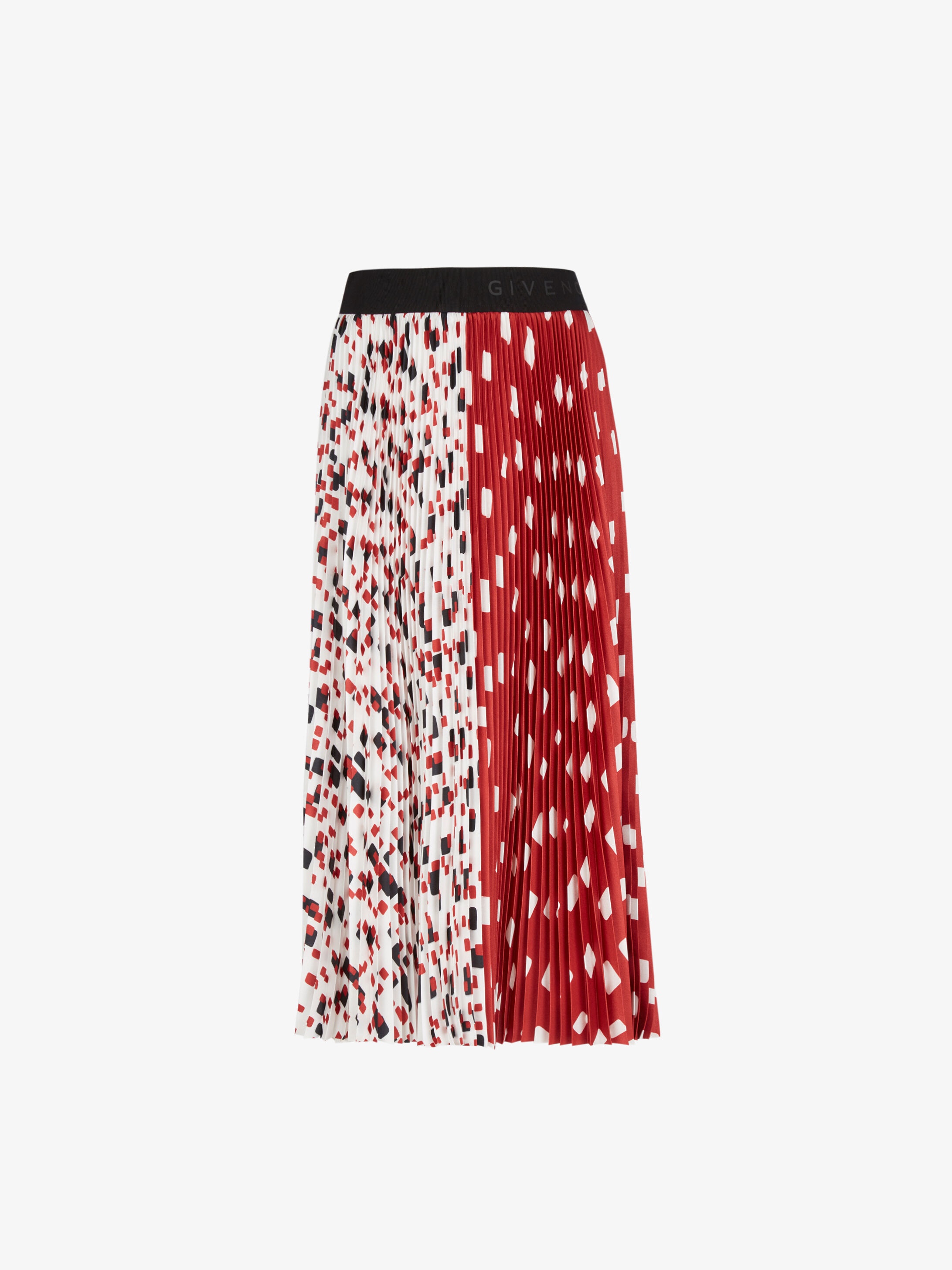 Two tone pleated skirt with geometrical print - 1