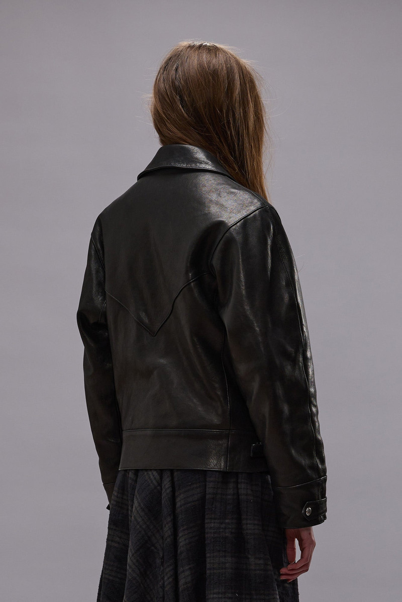 ASYMMETRICAL SNAP JACKET - BLACK -R13 5