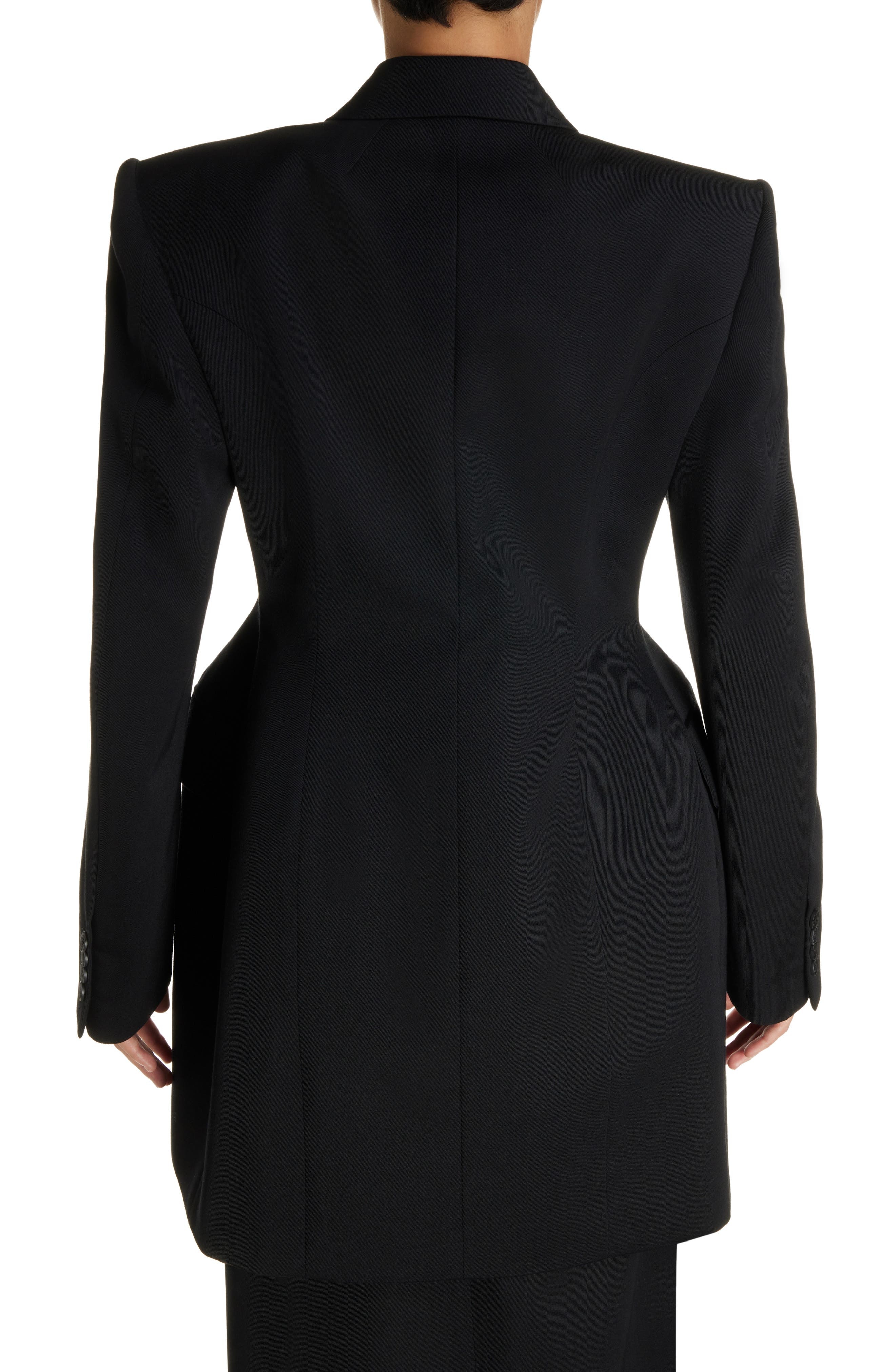 Clinched Hourglass Double Breasted Wool Gabardine Blazer - 2