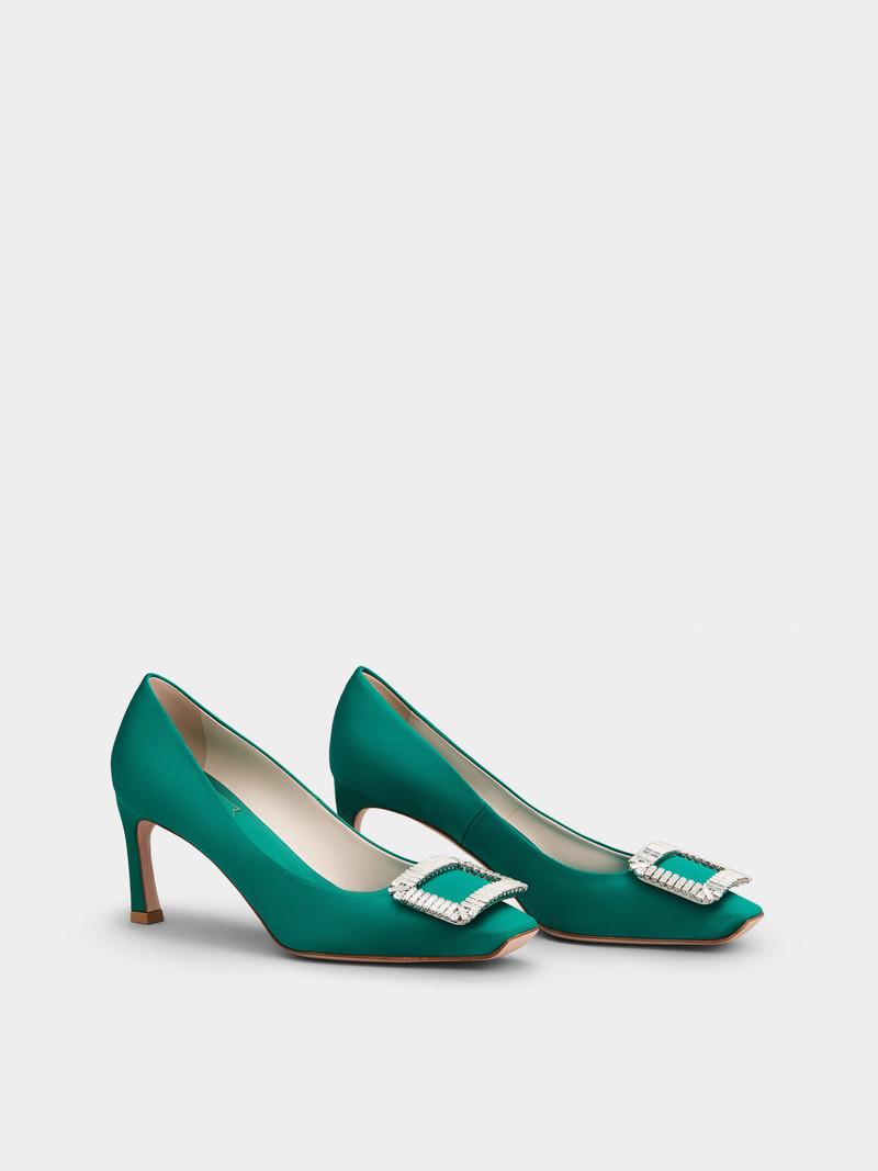 Trompette Crystal Buckle Pumps in Satin 2