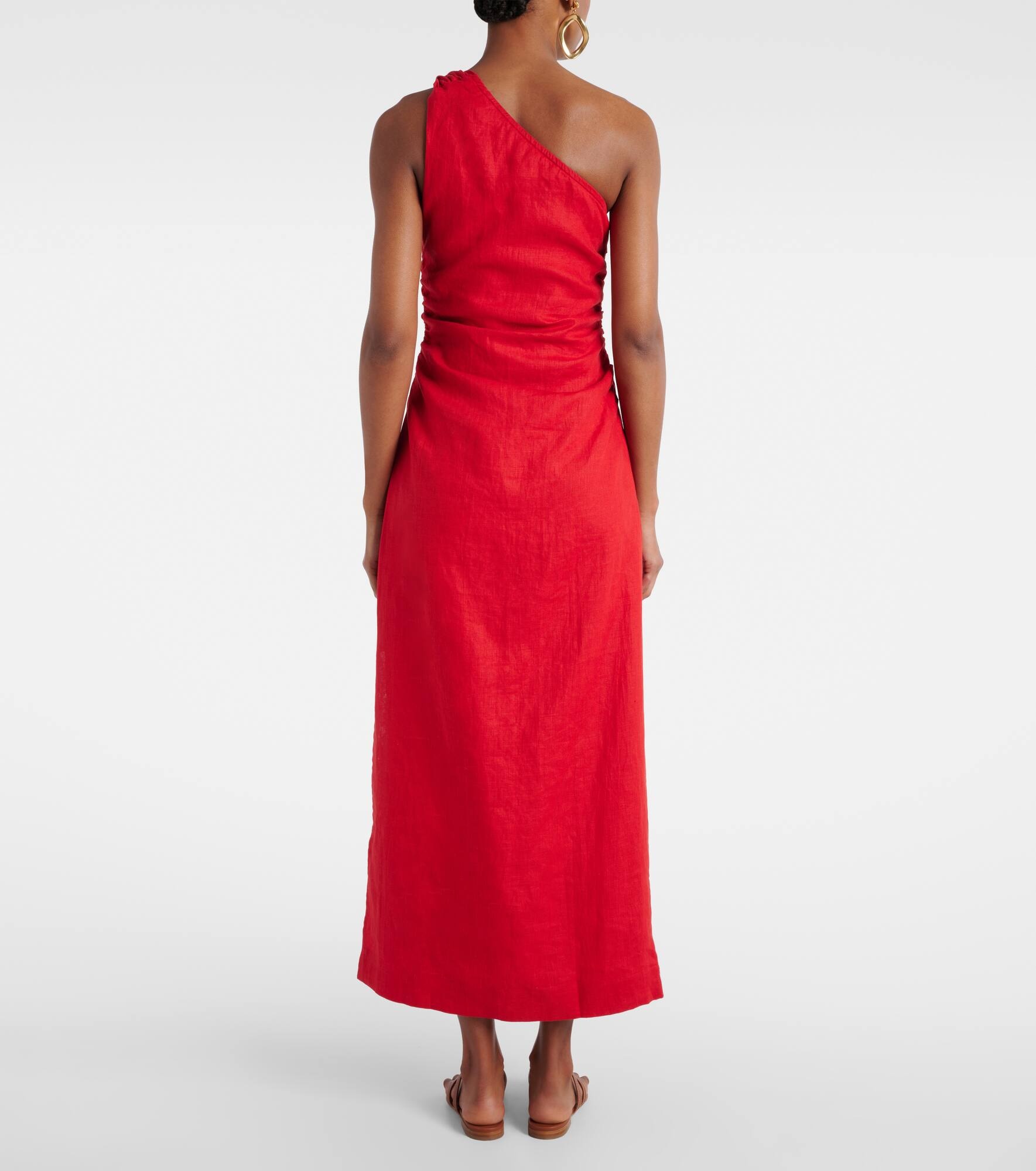 Jomana one-shoulder linen midi dress - 3
