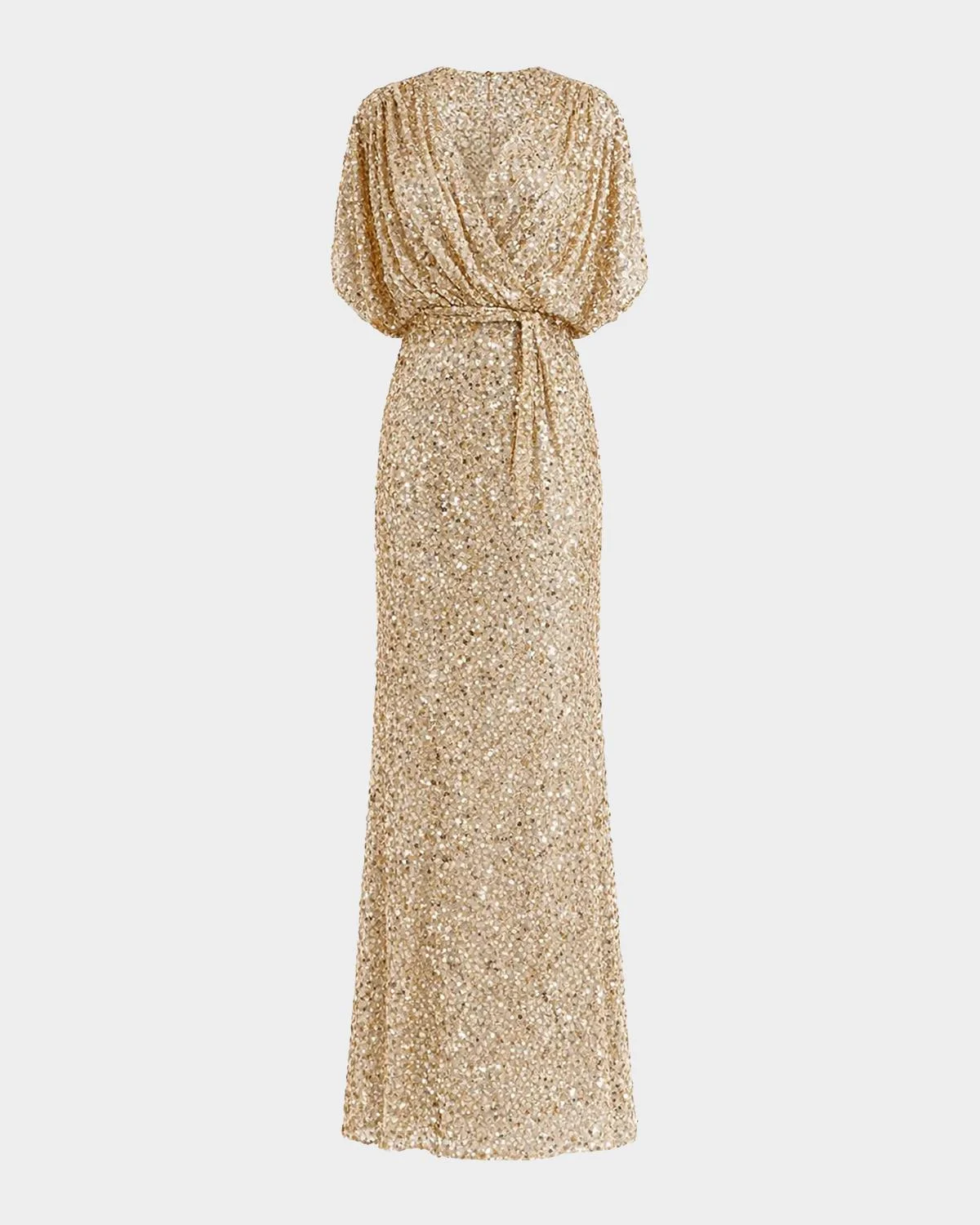 Sequined Draped-Sleeve Gown - 1