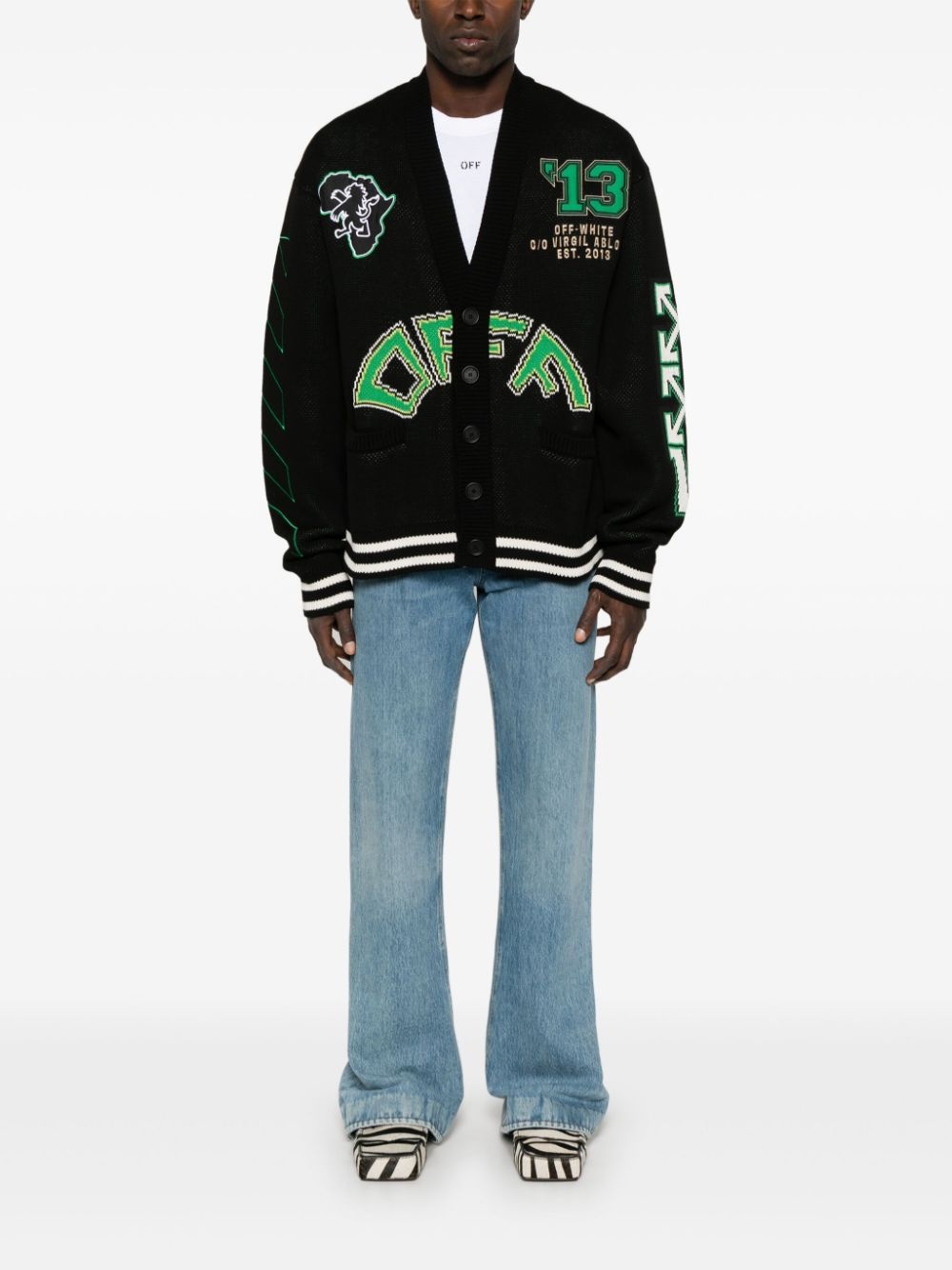 patch-detailing cardigan - 2
