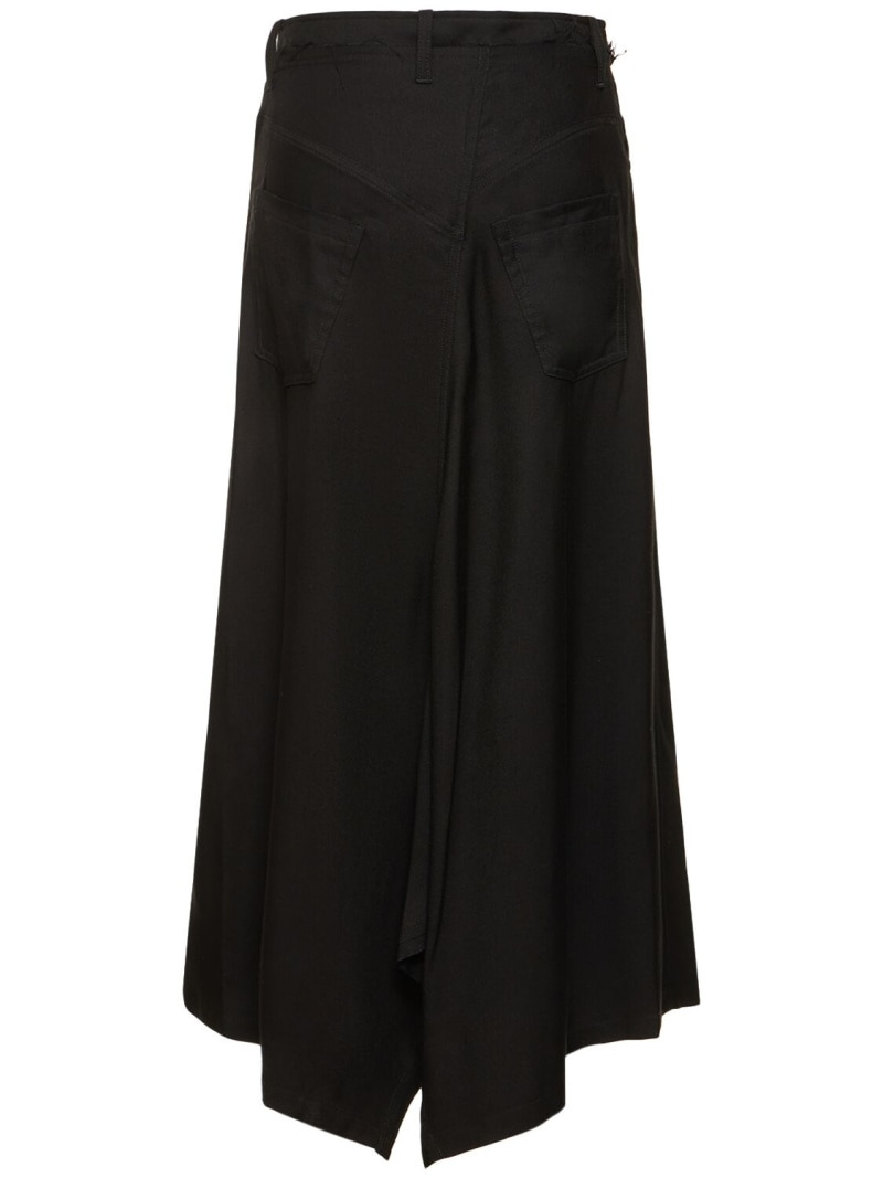 Yohji Yamamoto Wide structured twill midi skirt | REVERSIBLE