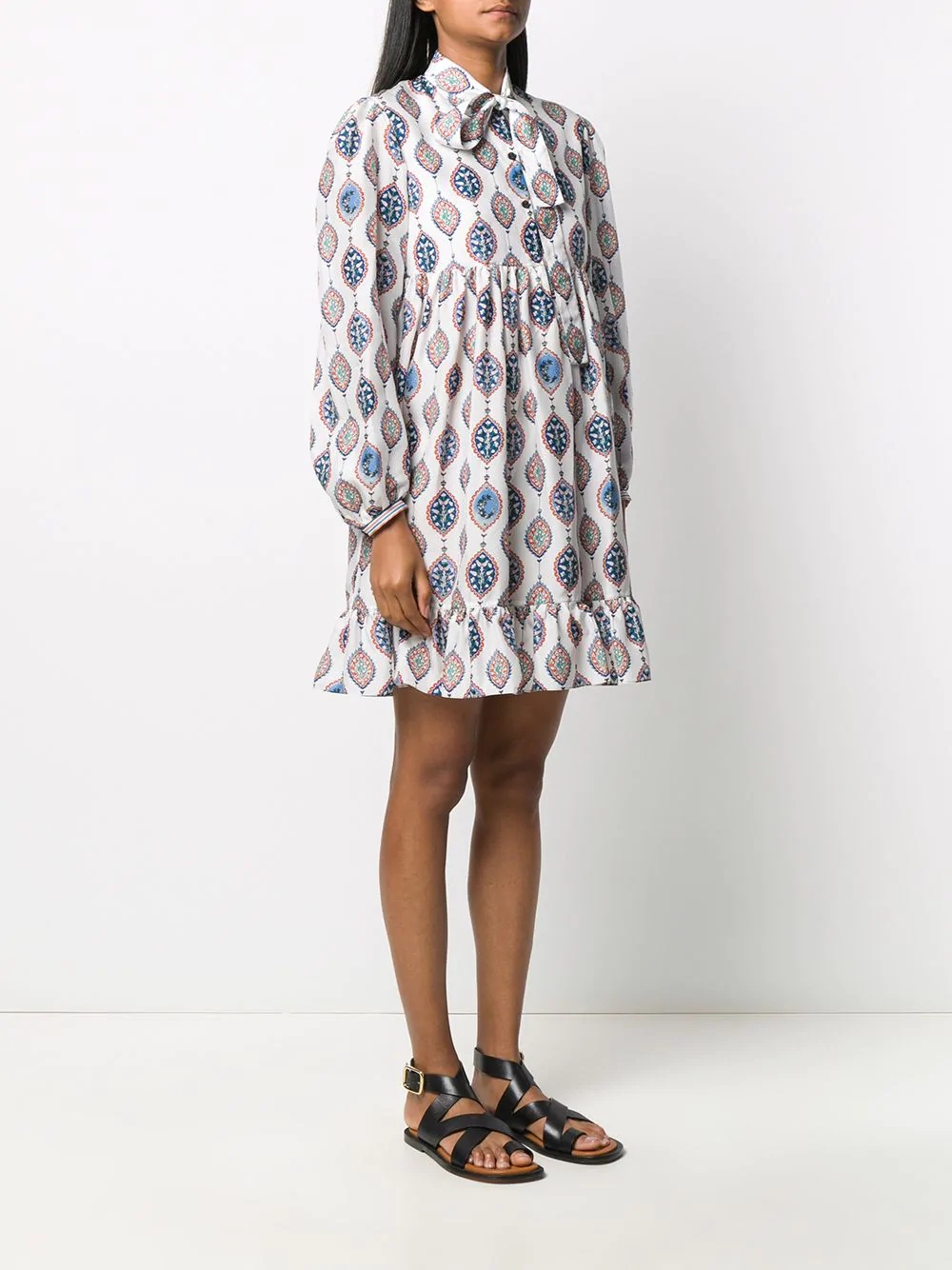 boho-print silk shirtdress - 3