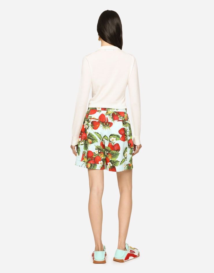 Strawberry-print drill shorts - 2