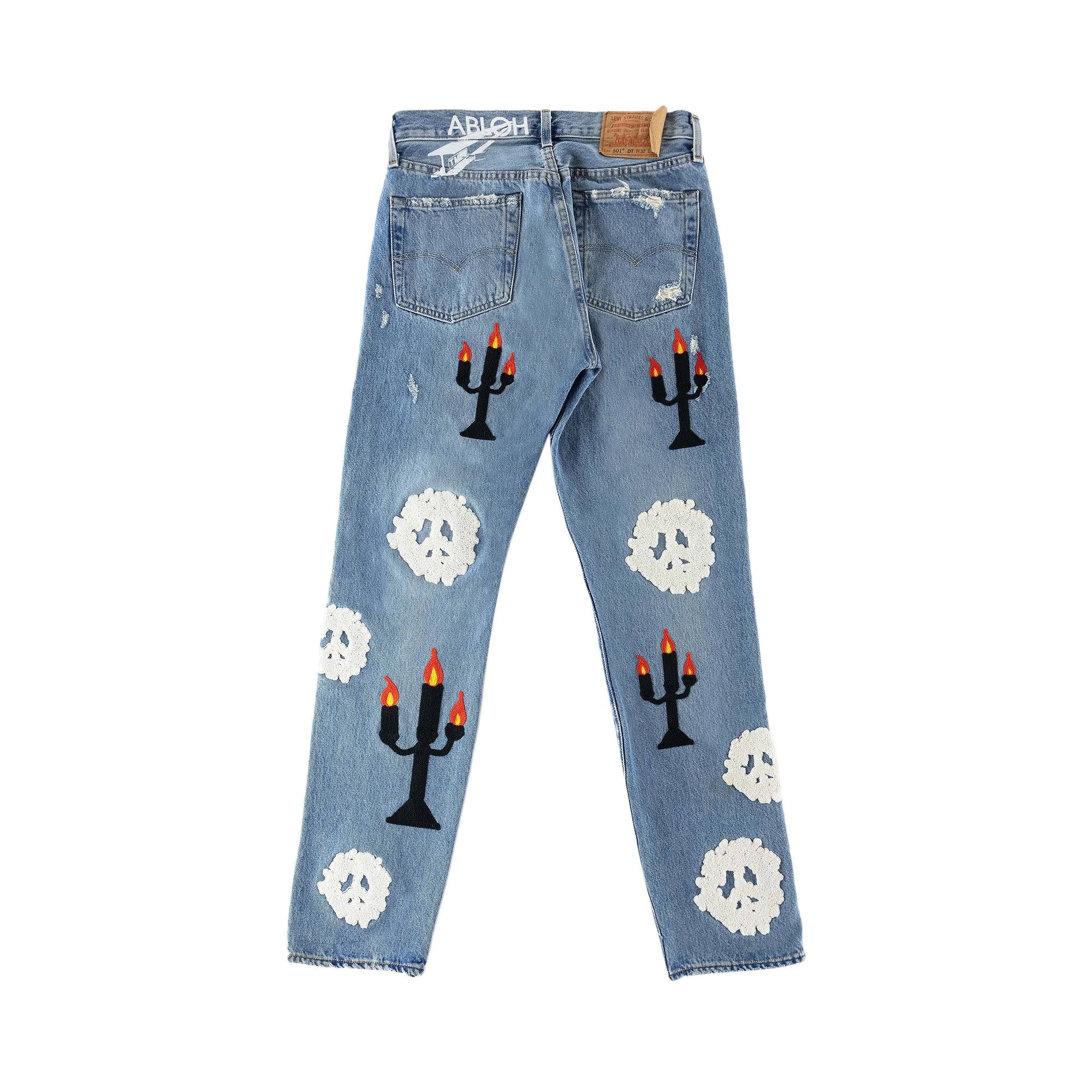 Levi's x Denim Tears x Virgil Abloh "Message In A Tear" Embroidered Jeans 'Blue' - 2