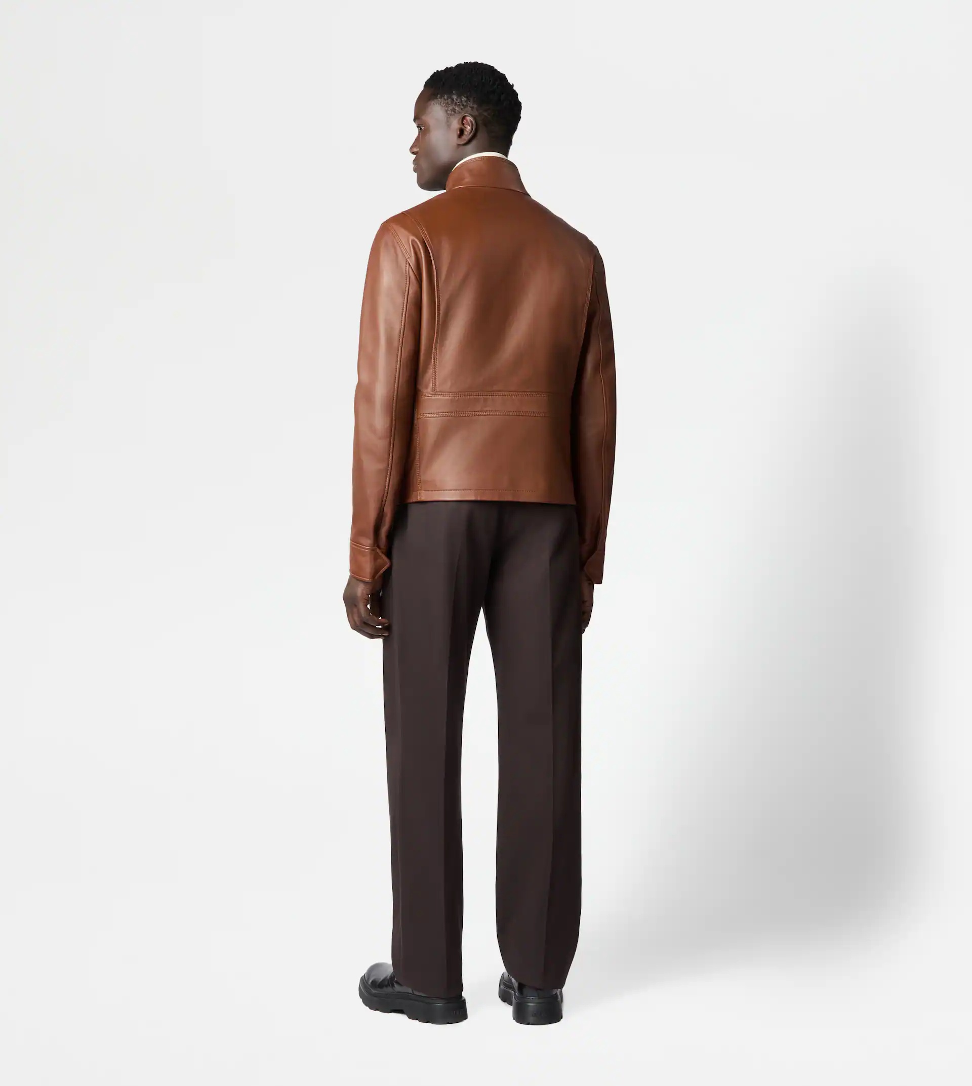 RACING JACKET IN LEATHER - BROWN - 3