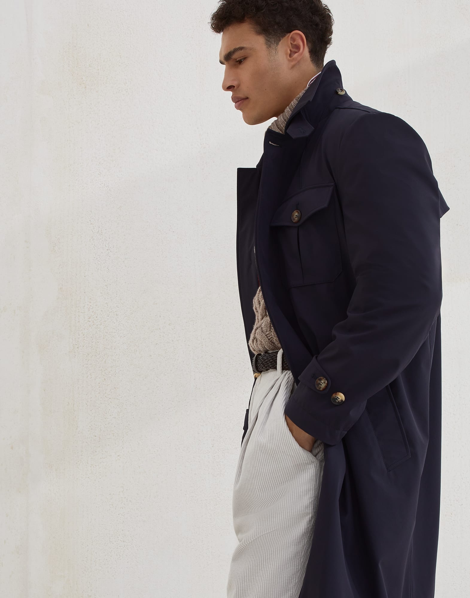 Stretch bonded nylon four-pocket redingote - 4
