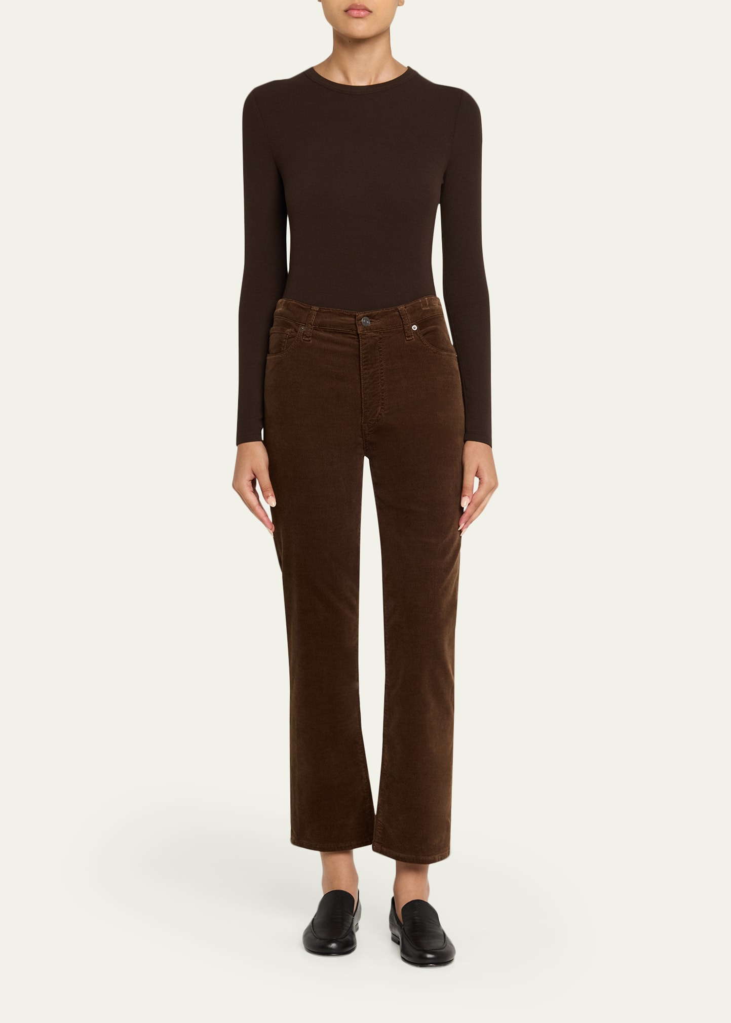 Le Sleek Cropped Stretch Corduroy Pants - 2