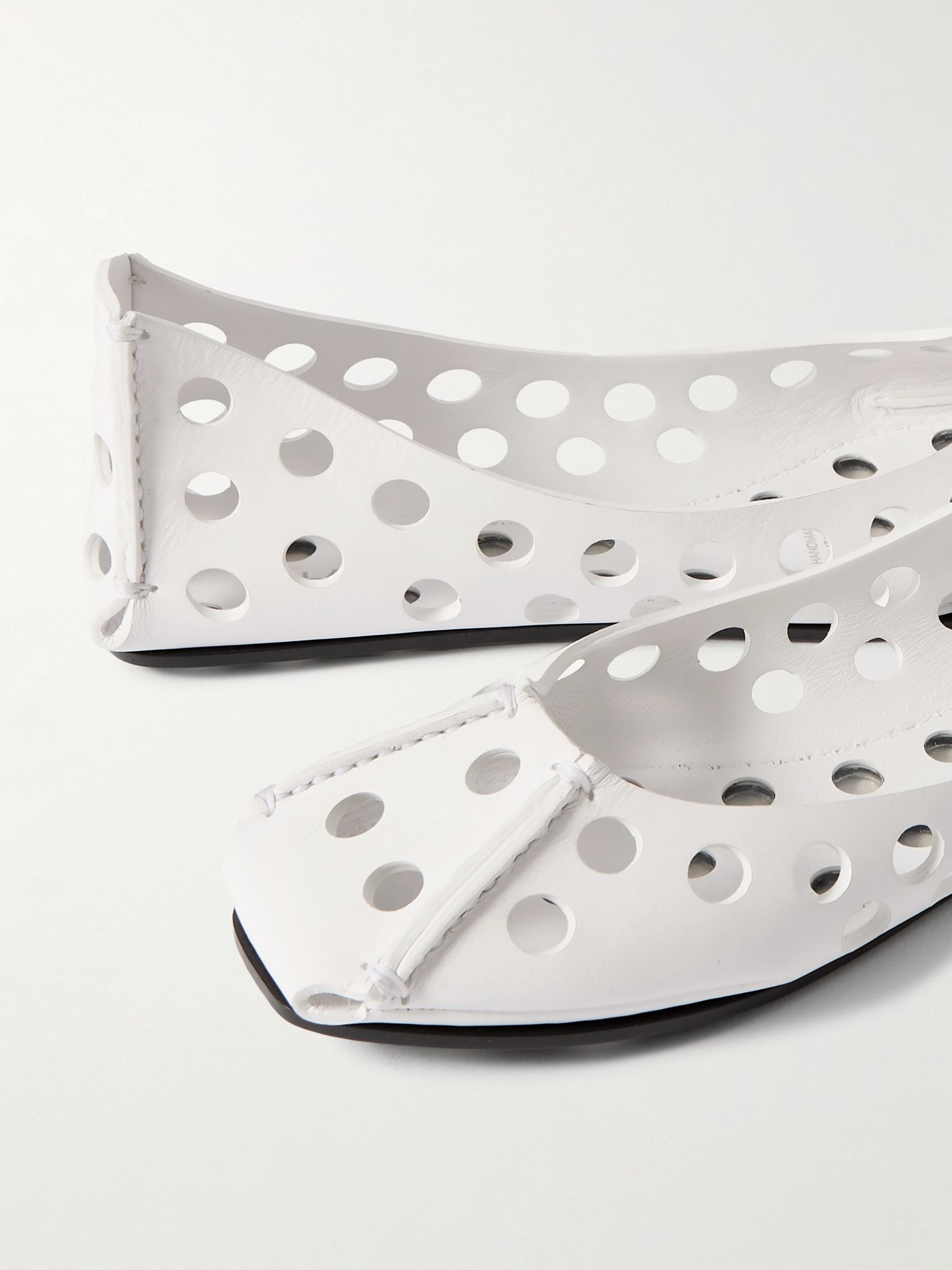 Perforated leather ballet flats White - 4