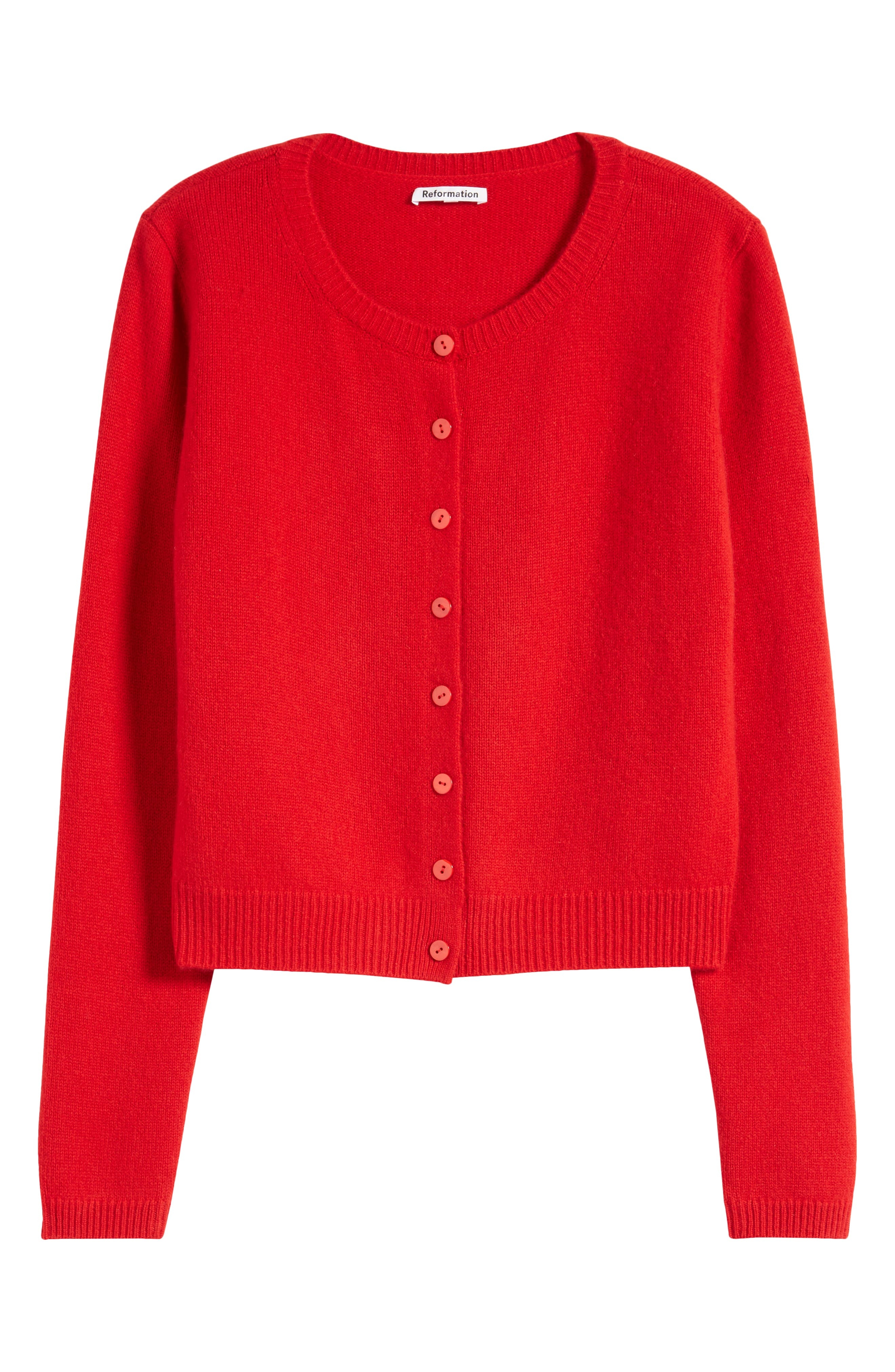 Reformation Clara Cashmere & Wool Crew Cardigan in Cherry at Nordstrom - 4