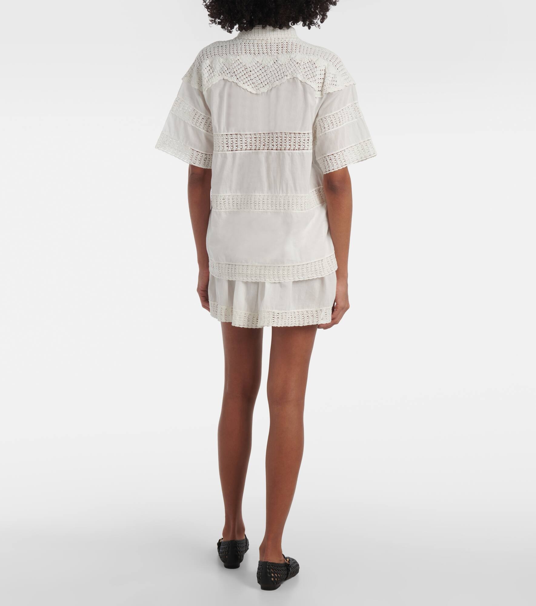 Amal paneled cotton crochet shirt - 3