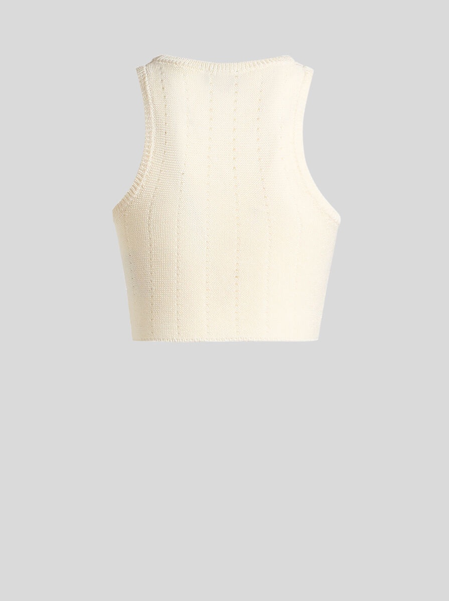 KNIT CROP TOP WITH PUNCHED DETAIL - 2