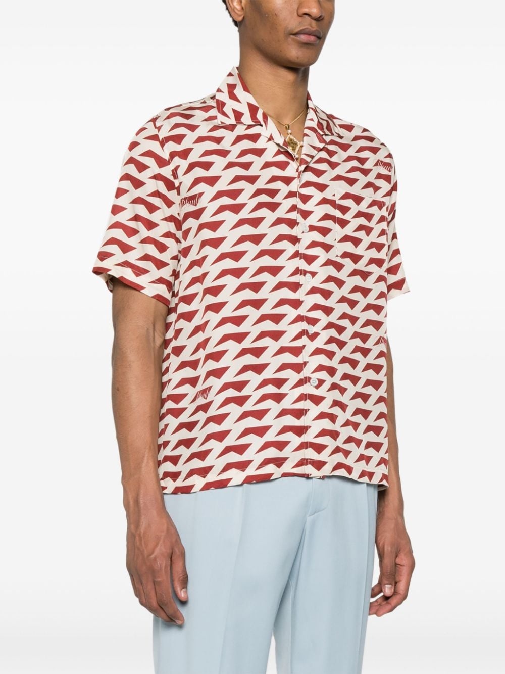 geometric-pattern silk shirt - 3