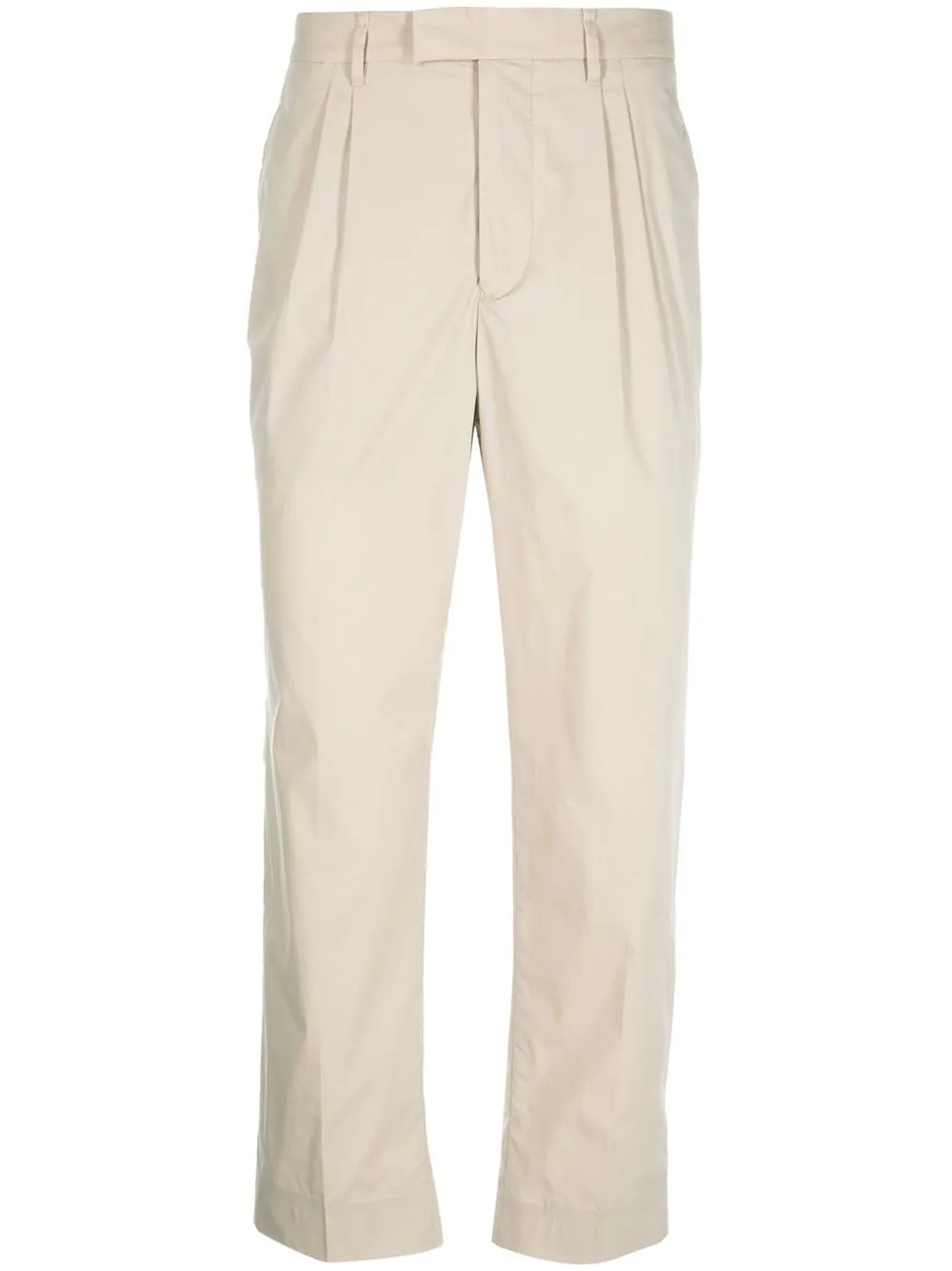 pleated cropped chino trousers - 1