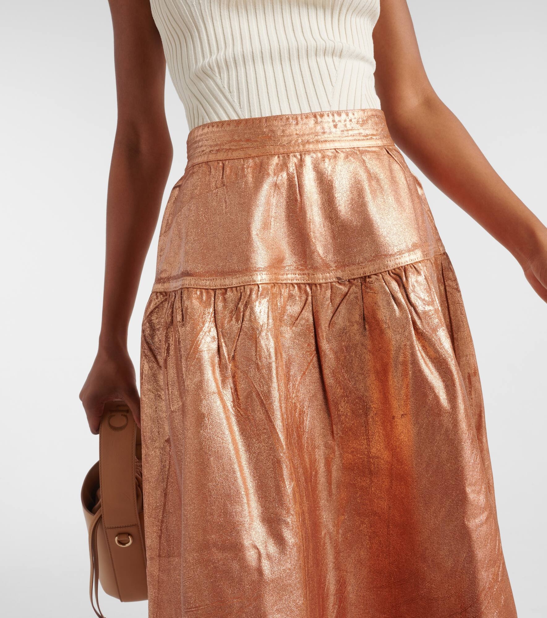 Astrid foiled denim midi skirt - 4