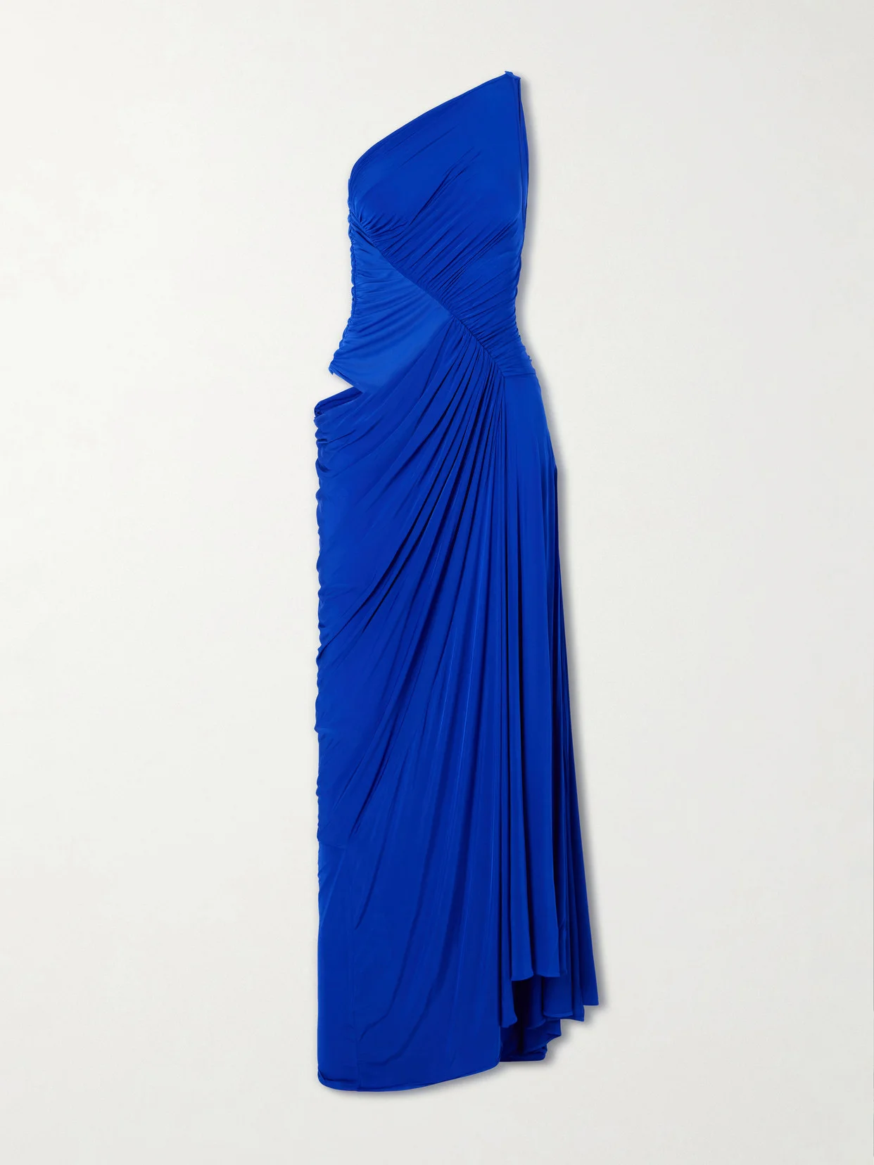 One-shoulder Gathered Mesh And Jersey Gown - 1