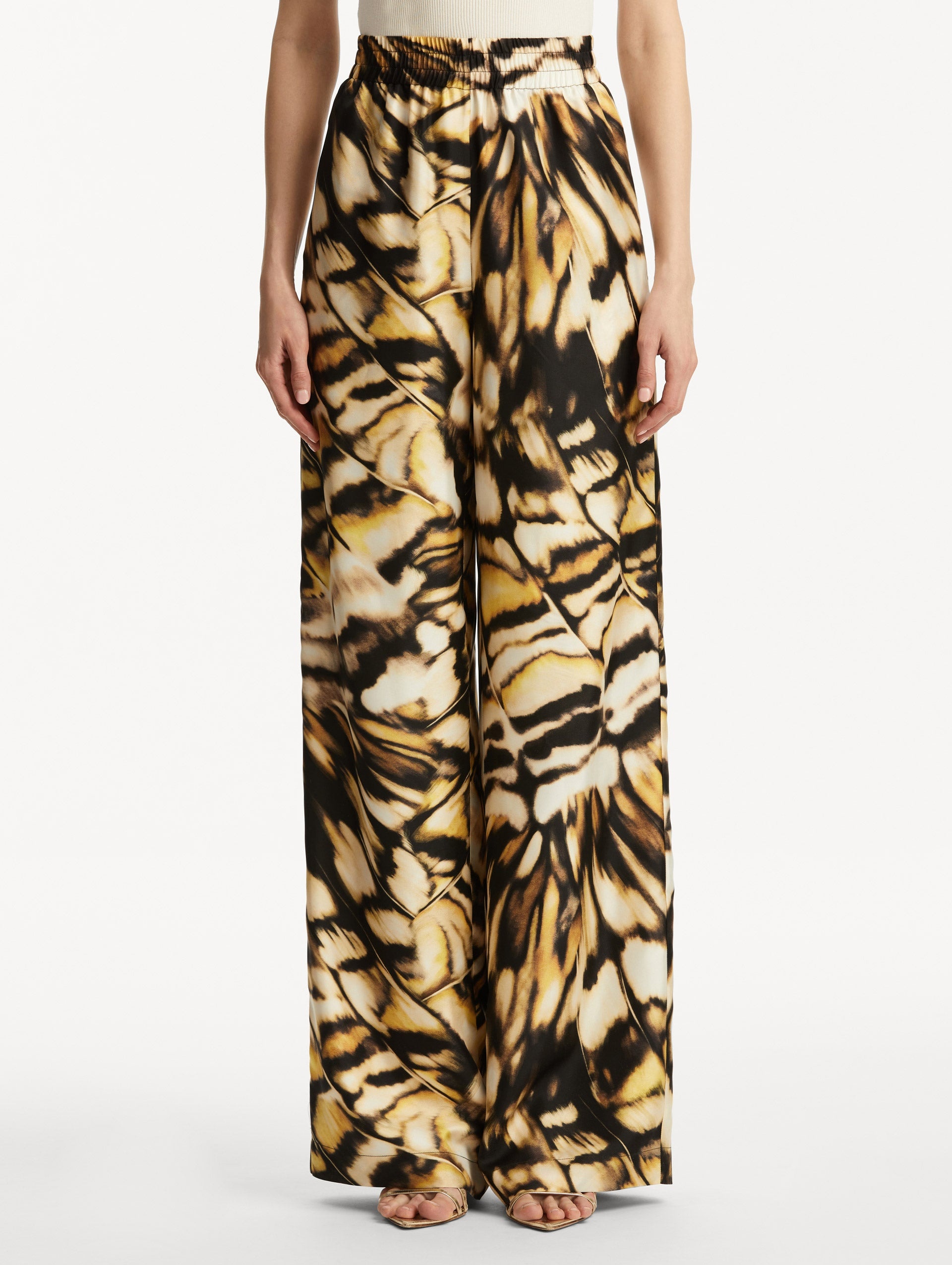 ABSTRACT BUTTERFLY SILK TWILL PANT - 2