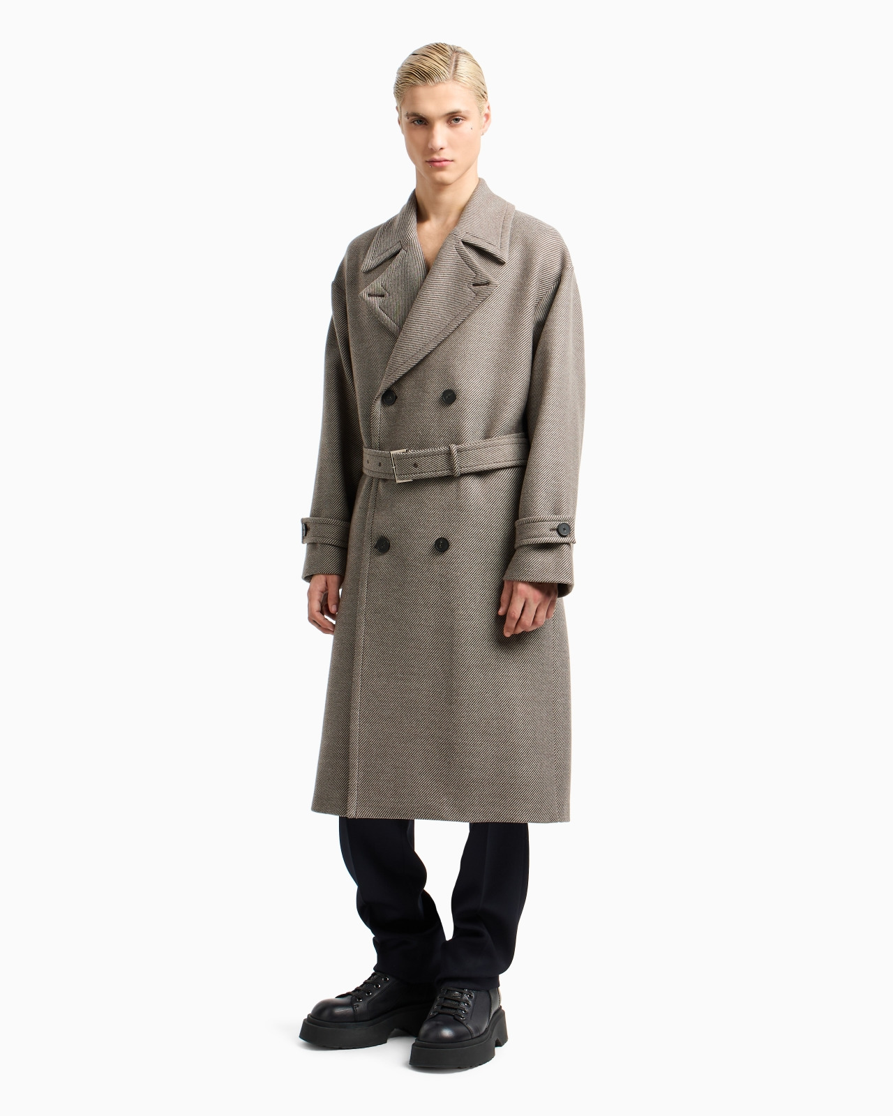 DOUBLE-BREASTED BELTED COAT IN A VIRGIN-WOOL DOUBLE COVER FABRIC - 2