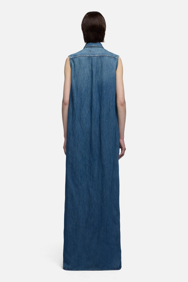 CARGO SLEEVELESS DRESS in Indigo Linen 5