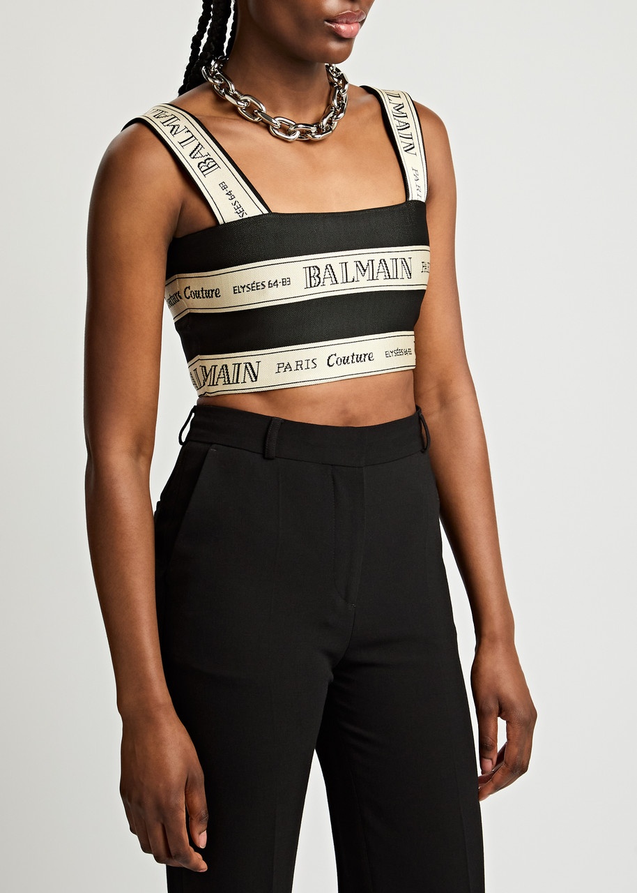 Balmain Balmain Logo-jacquard Cropped top | harveynichols