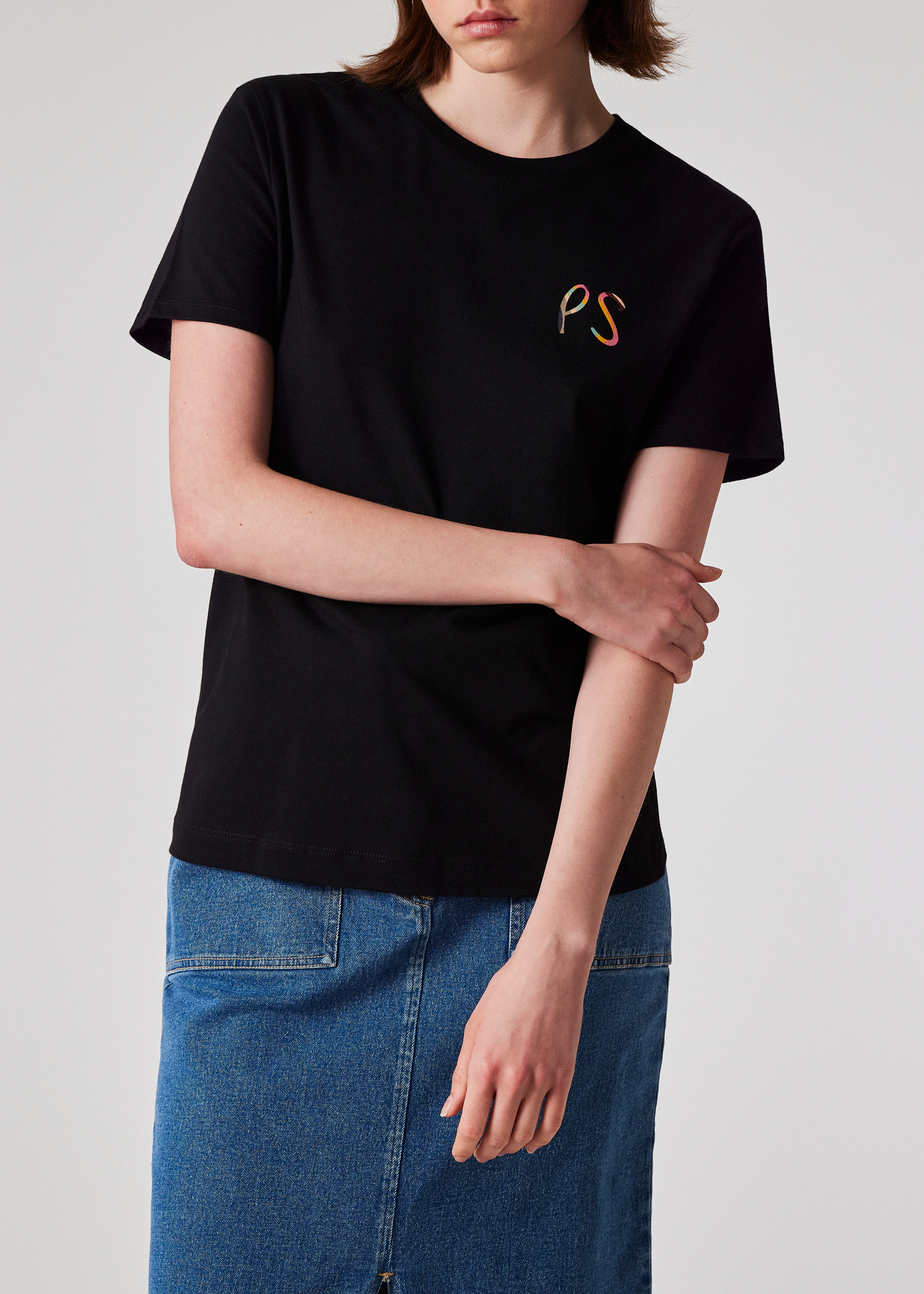 Women's Black 'Swirl' PS Logo T-Shirt - 3