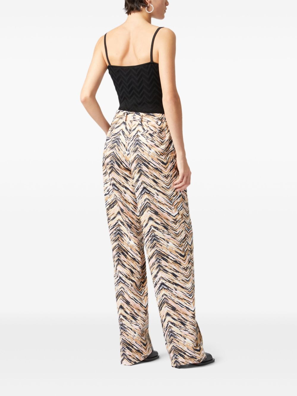zigzag-pattern cotton palazzo pants - 3