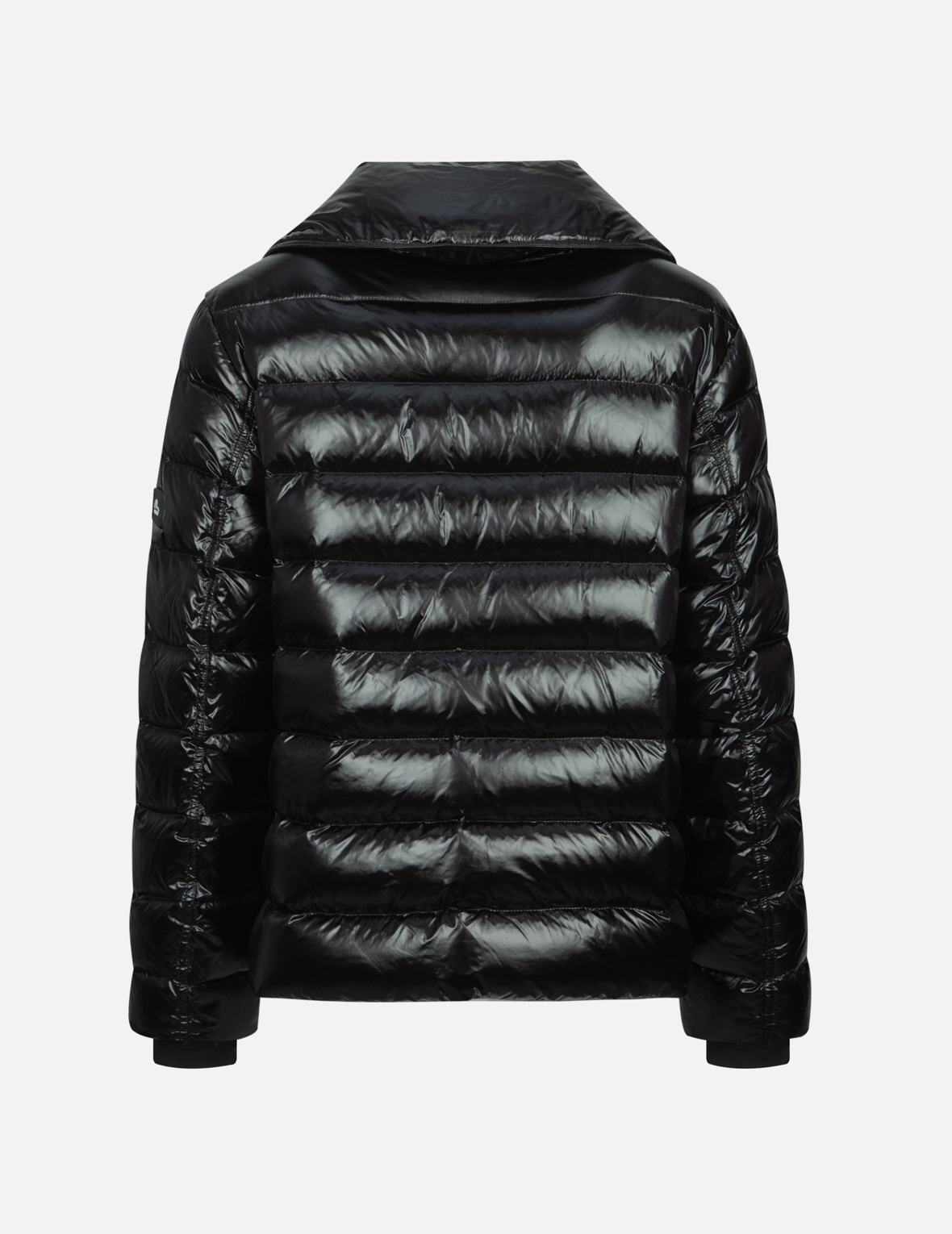 PEARLIZED BLACK FASHION FIT BIKER DOWN JACKET - 2