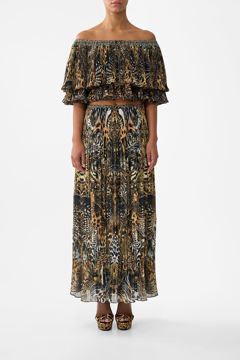 CAMILLA OFF SHOULDER SHORT SLEEVE PLEATED TOP outlook