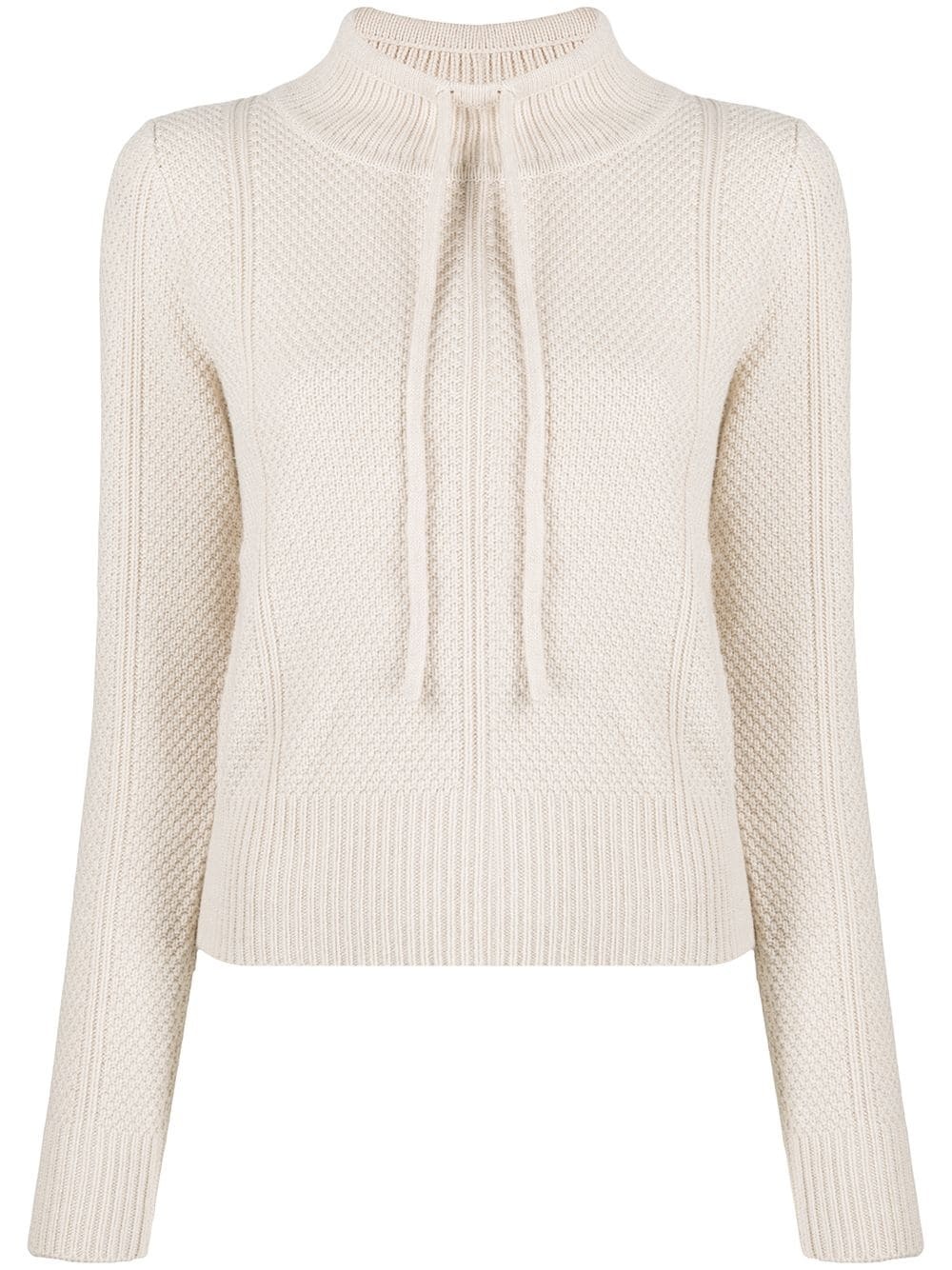 drawstring-neck textured jumper - 1