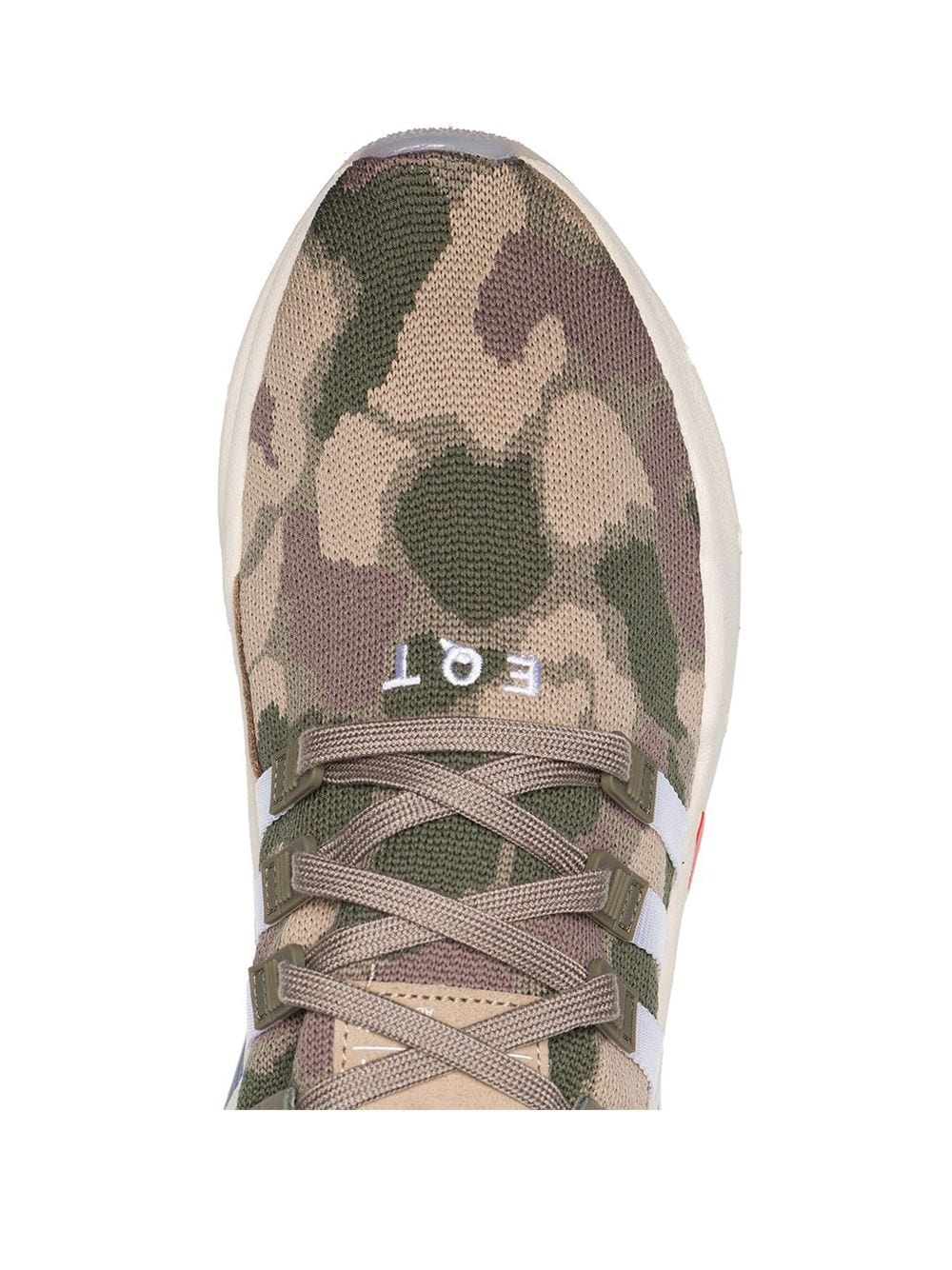 khaki green and beige camouflage EQT support primeknit sneakers - 4