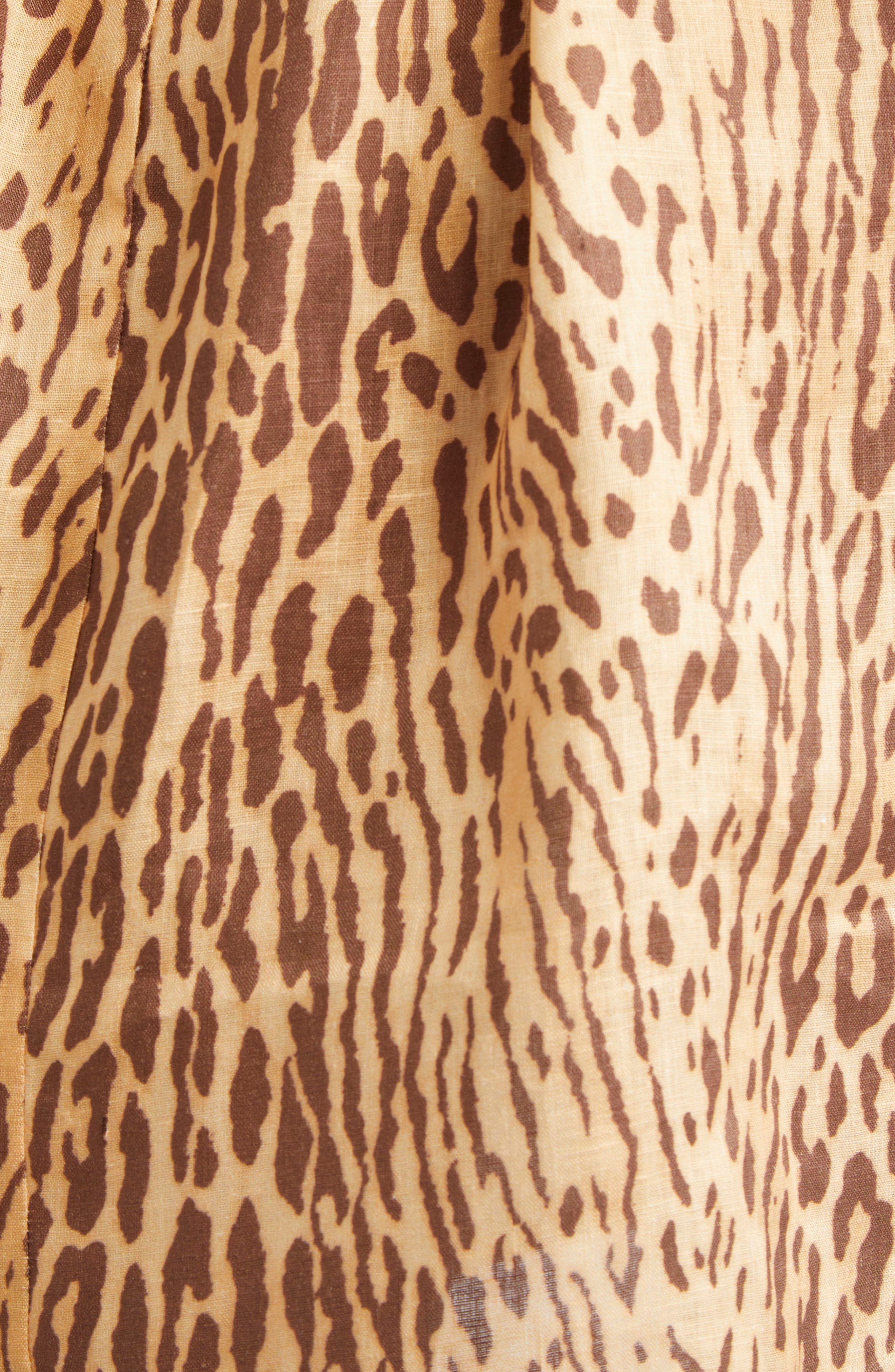 Zimmermann Cascadian Leopard Print Long Sleeve Tunic Dress in Tan Leopard at Nordstrom - 6