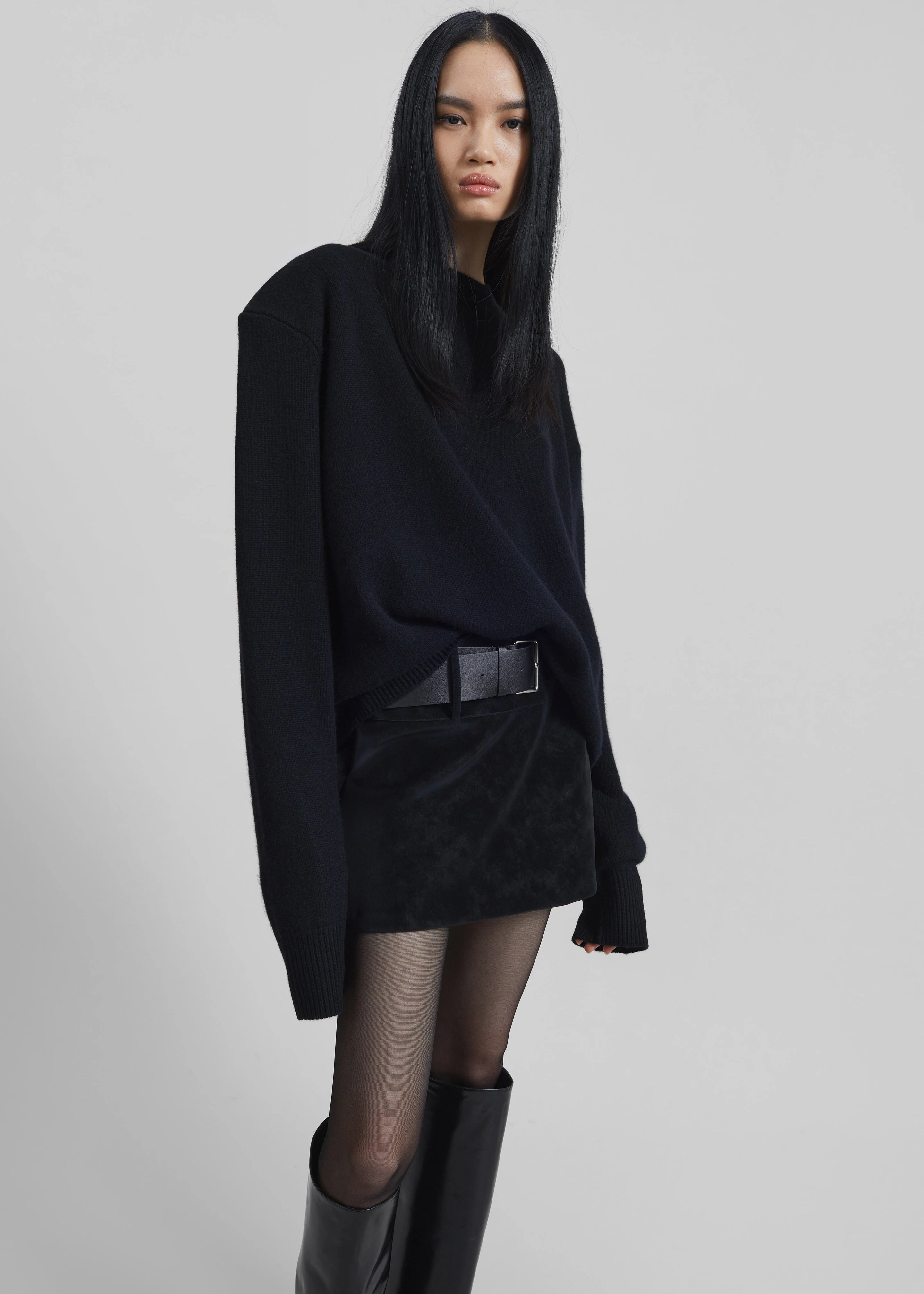Rafaela Padded Knit Sweater - Black - 1