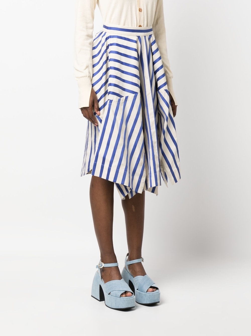 asymmetric striped skirt - 3