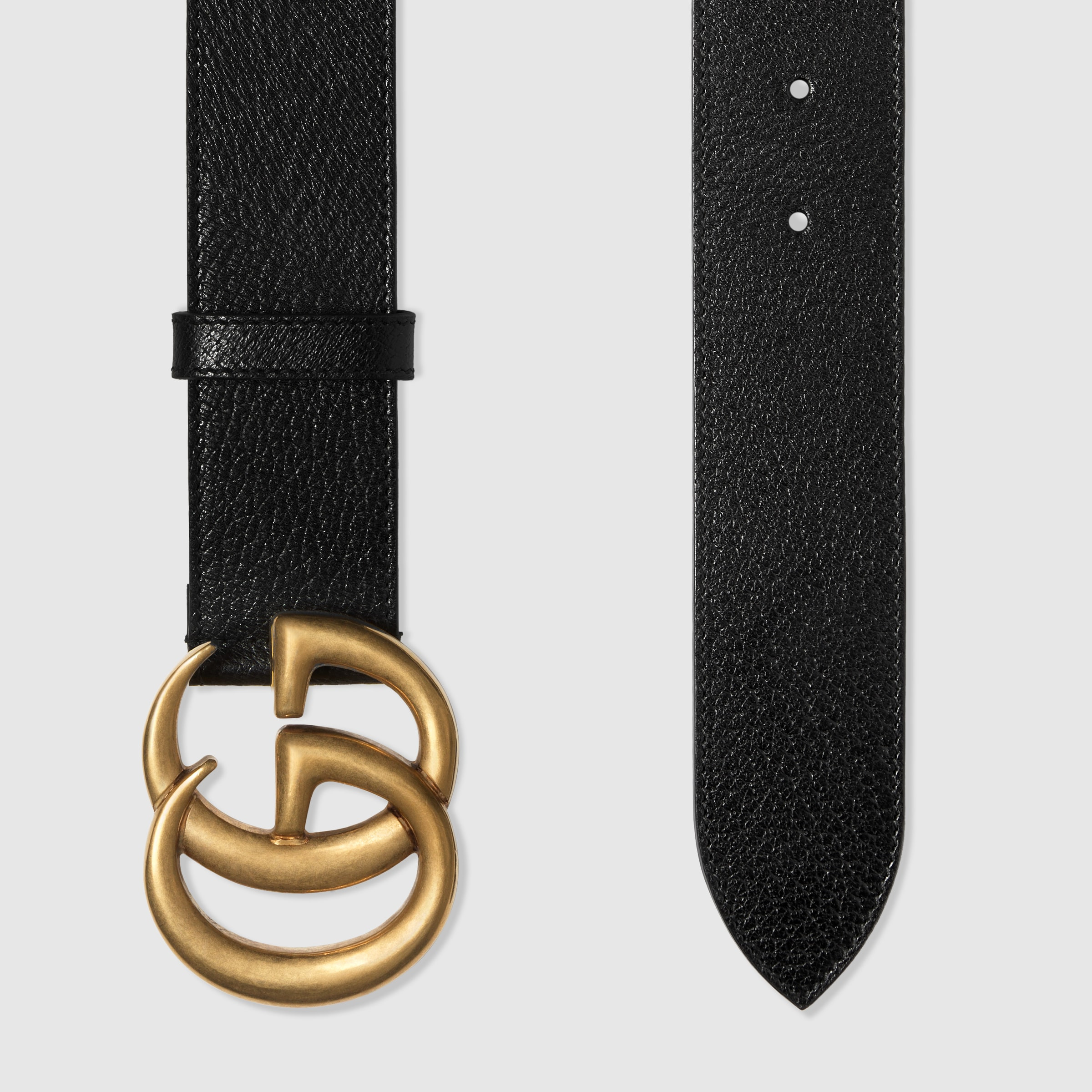 Wide leather belt with Double G buckle - 2