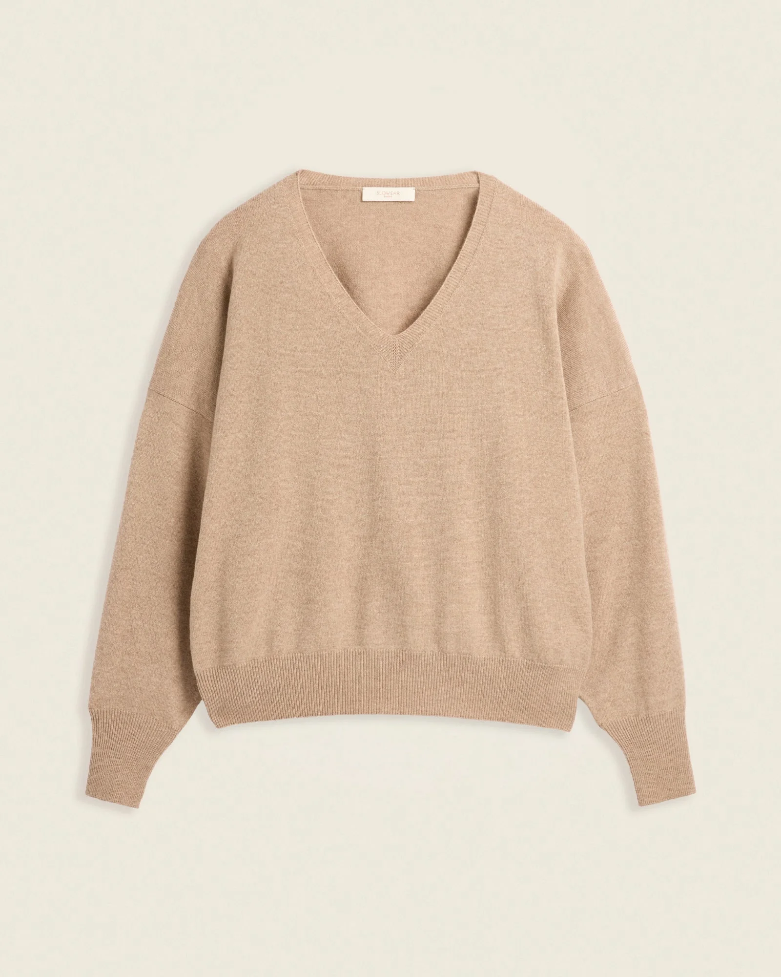 Wide fit wool and cashmere V-neck sweater - 1
