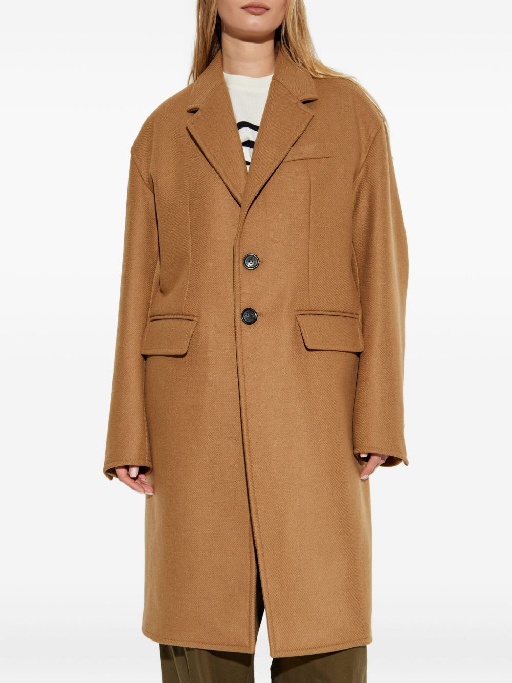 button-fastening wool-blend coat - 3
