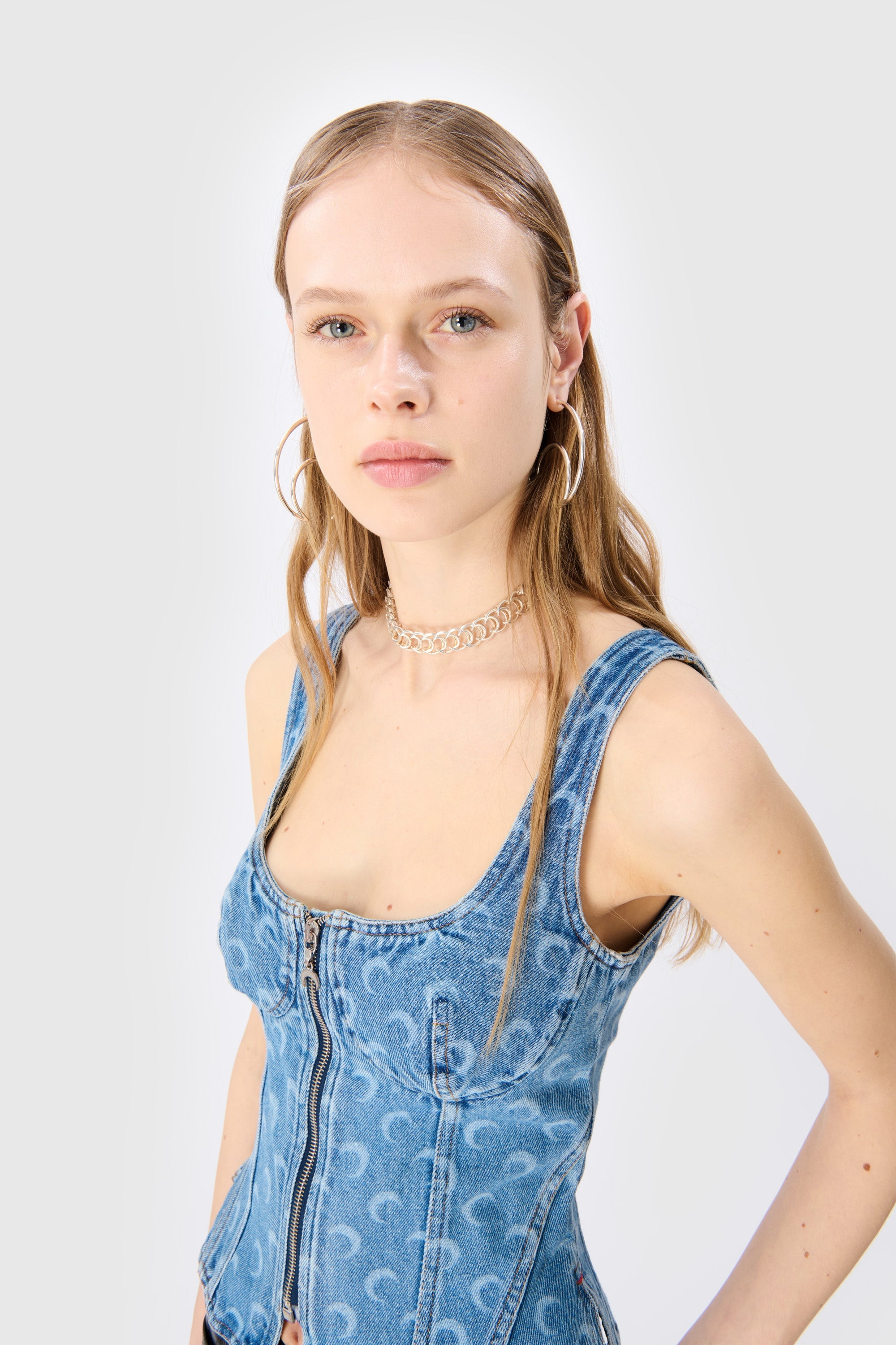 Moon Laser Denim Corset Top - 3