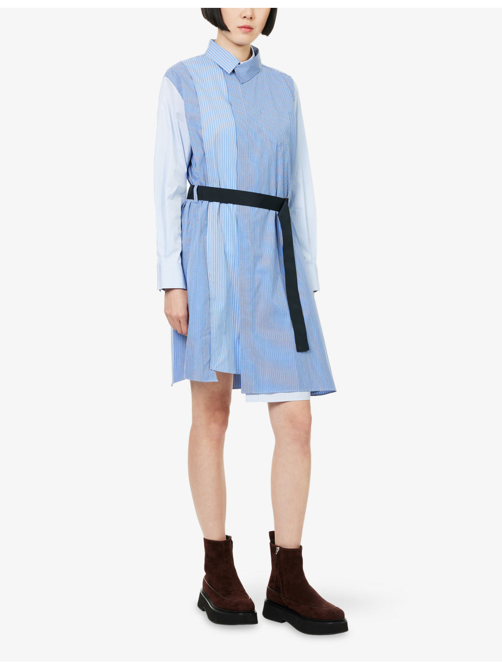 Stripe-Print Belted Cotton-Poplin Shirt Dress - 3