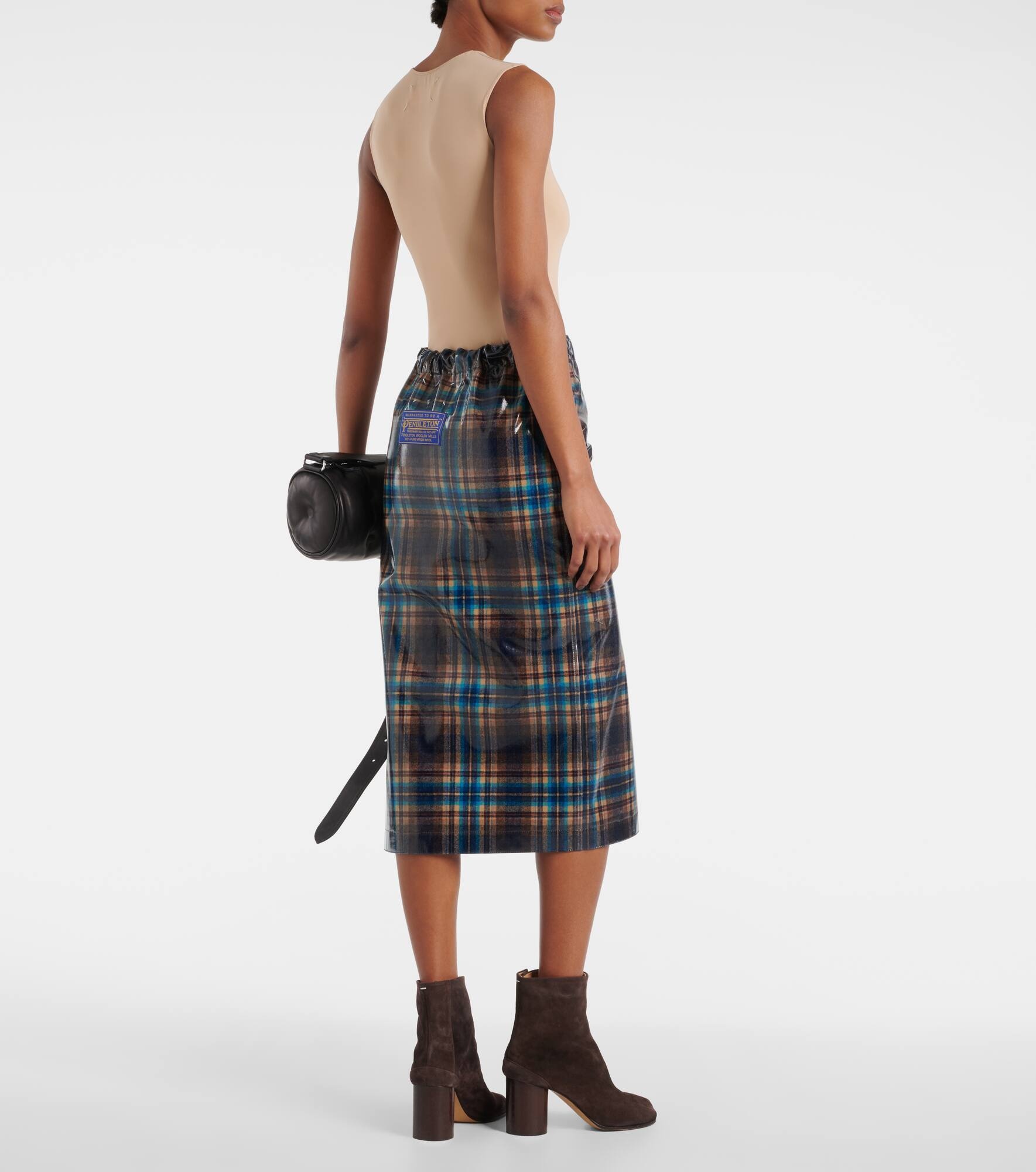 Checked coated wool midi skirt - 3
