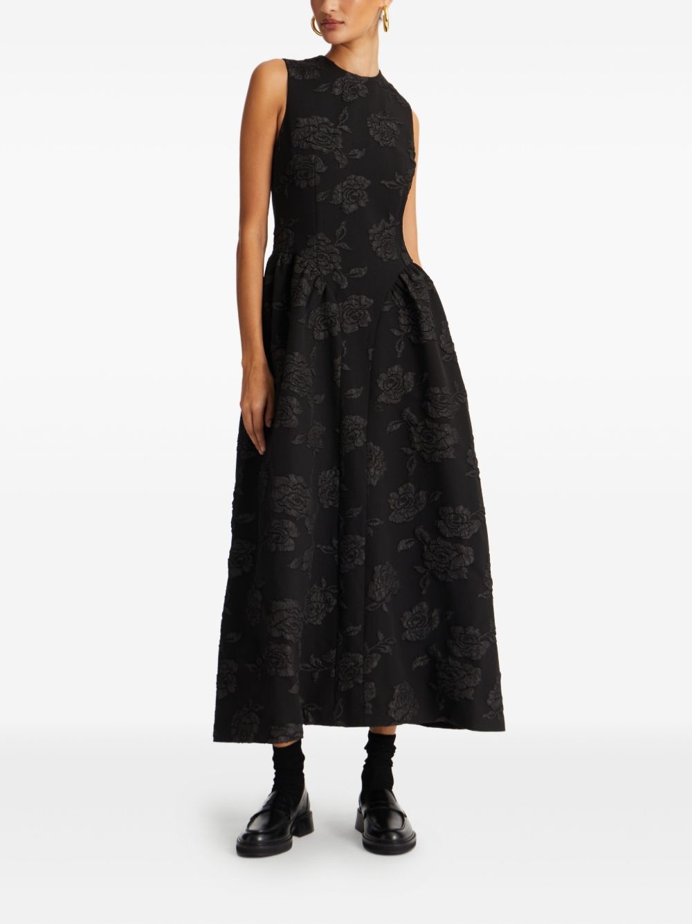 floral-jacquard midi dress - 2