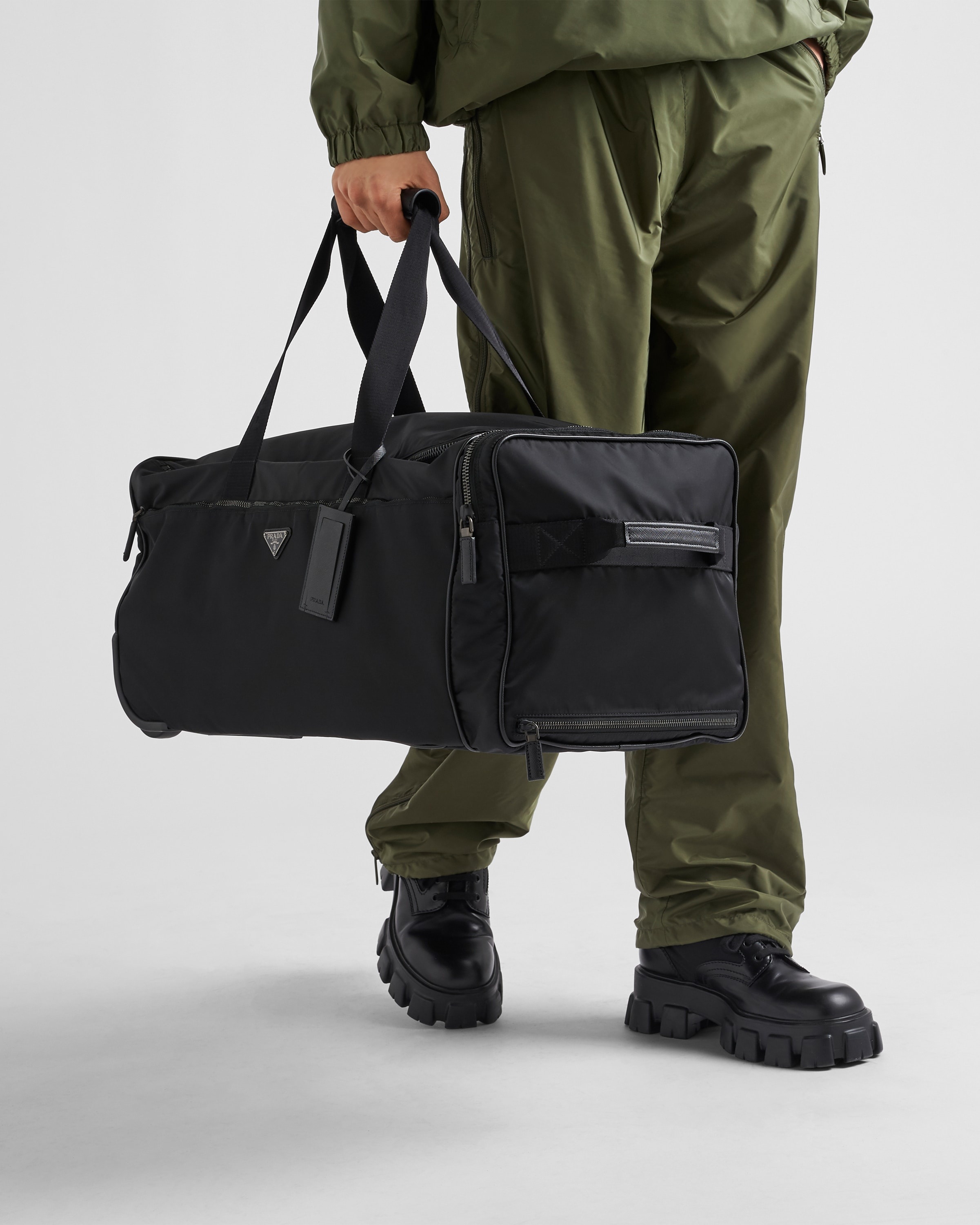 Re-Nylon and Saffiano leather trolley - 8