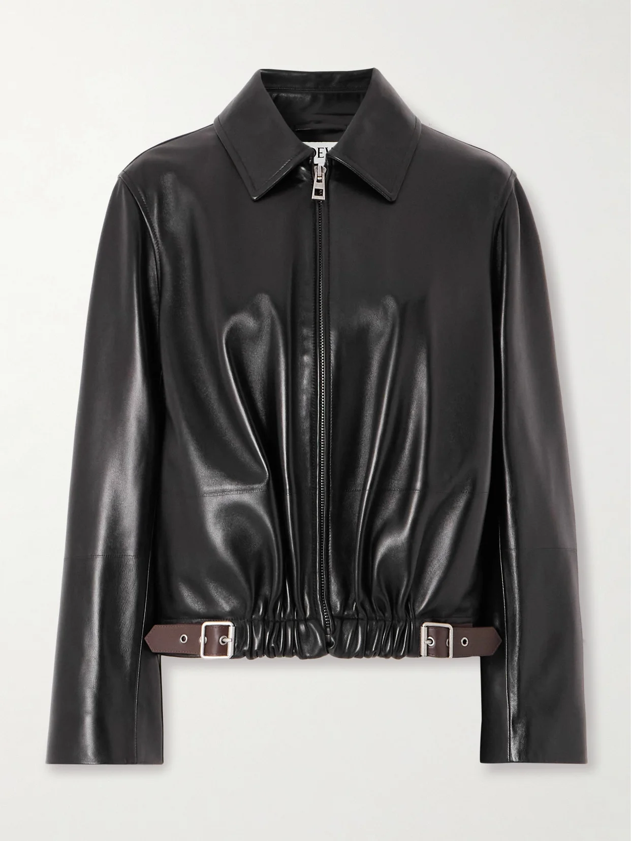 Buckle-detailed Leather Jacket - 1