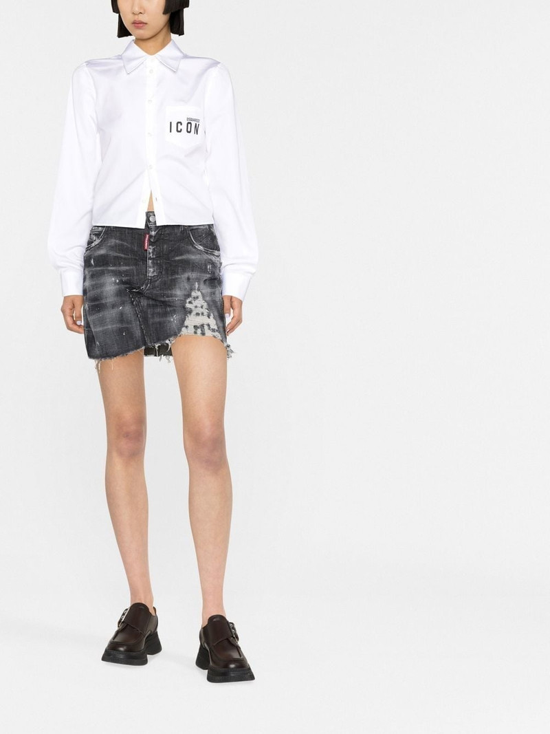DSQUARED2 Icon print cropped cotton shirt outlook