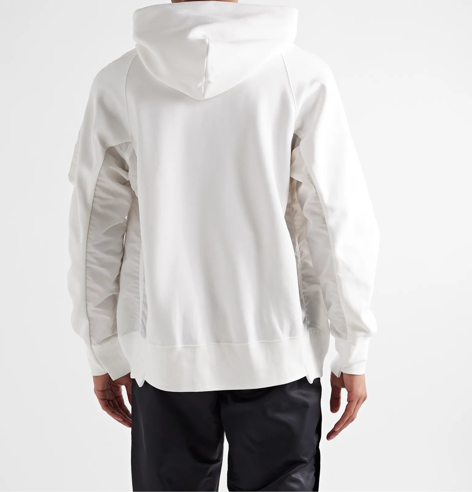 + Sacai NRG Panelled Logo-Print Cotton-Blend Jersey and Shell Hoodie - 4