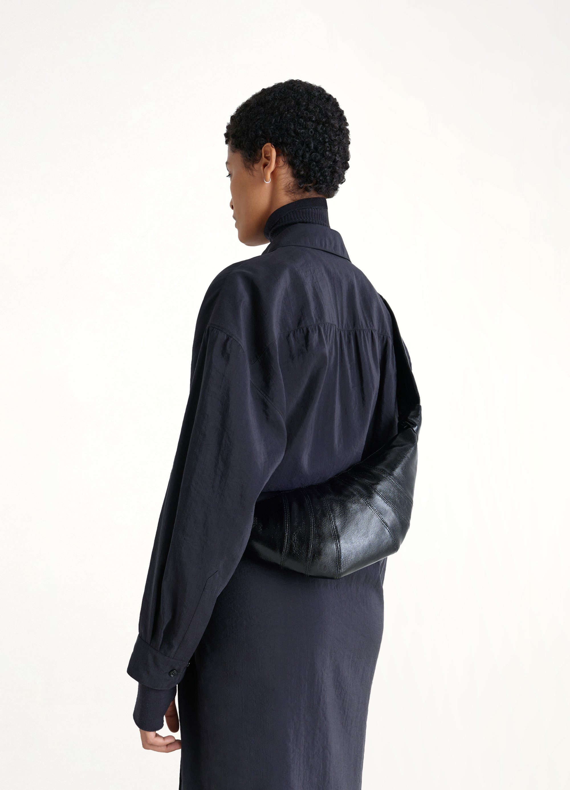 Small Croissant Bag in Black - 5